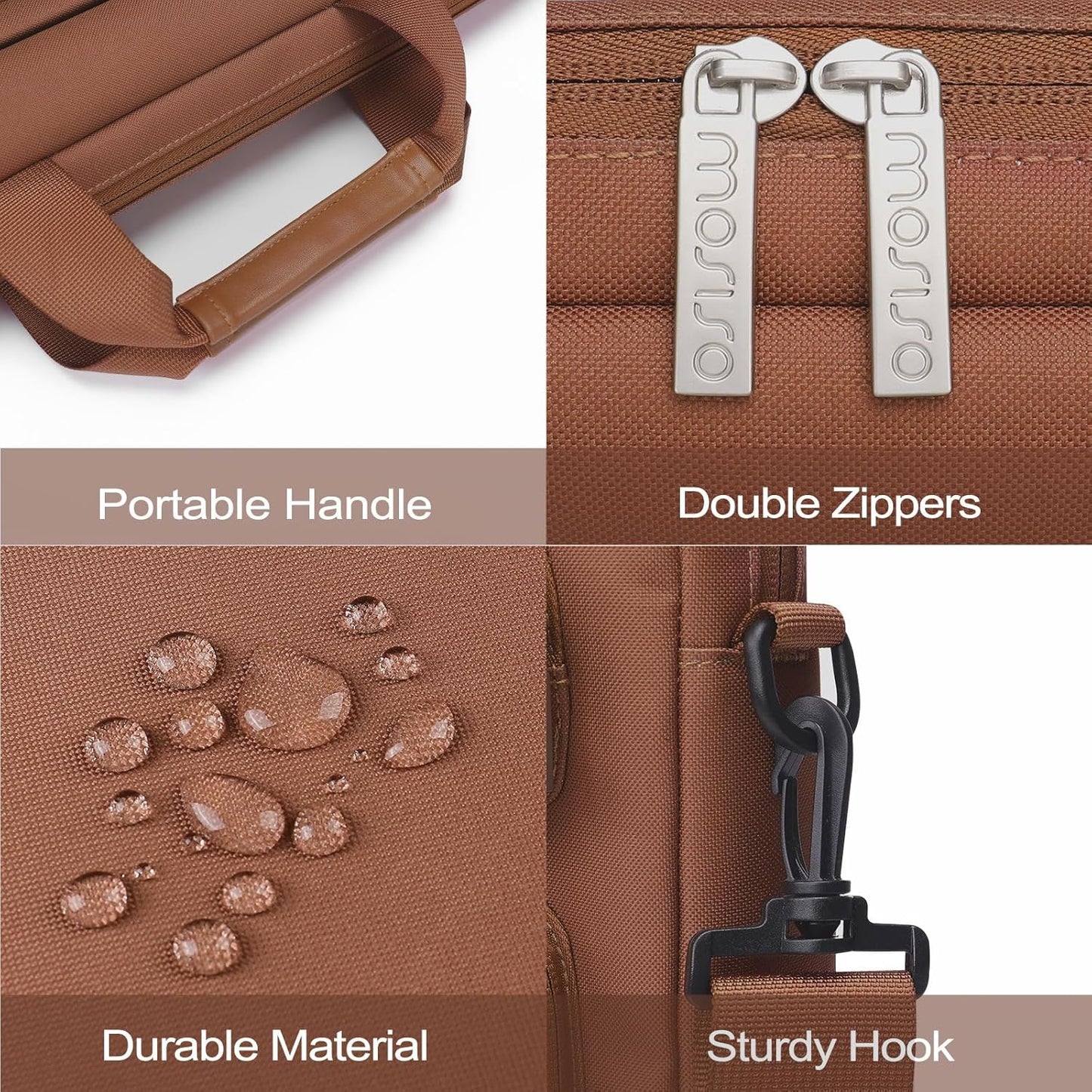 MOSISO Laptop Shoulder Bag, Computer Bag with 2 Raised&1 Flapover&1 Horizontal Pocket&Handle&Belt