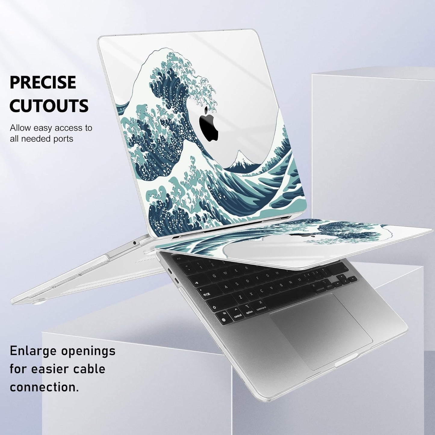 May Chen Compatible with MacBook Pro 13 inch Case 2022 2021 2020 Release Models A2338 M2 M1 A2251 A2289, Plastic Hard Shell Case for MacBook Pro 13 Inch with Touch Bar Fits Touch ID, Great Wave