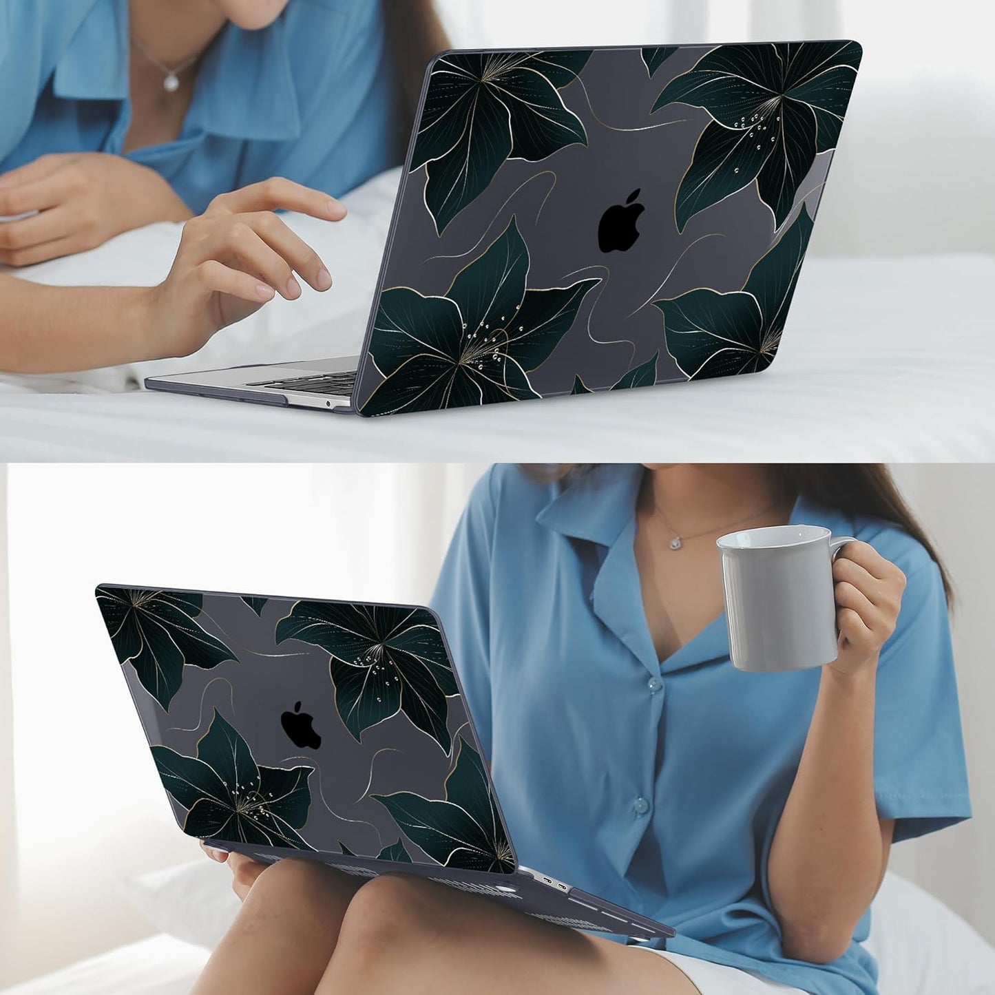 Mektron for MacBook Pro 13-inch Case 2022 2021 2020 Release A2338 M2 M1 A2289 A2251, Printed Plastic Hard Shell Cover for New MacBook Pro 13.3-inch Touch Bar Fits Touch ID，Floral C218