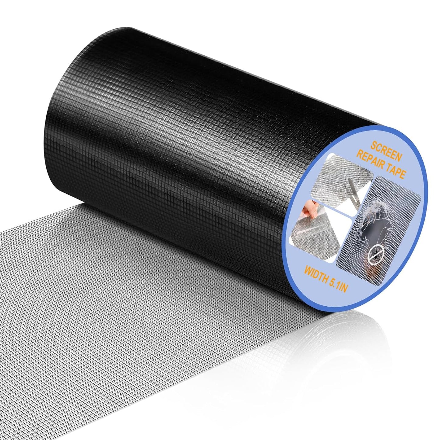 Extra Wide 5 inch x 20 ft Window Screen Tape Mesh Repair Strong Adhesive Waterproof Fiberglass Screen Repair Kit Patch for Window Door Tears Holes(Black)