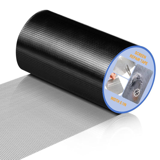Extra Wide 5 inch x 20 ft Window Screen Tape Mesh Repair Strong Adhesive Waterproof Fiberglass Screen Repair Kit Patch for Window Door Tears Holes(Black)