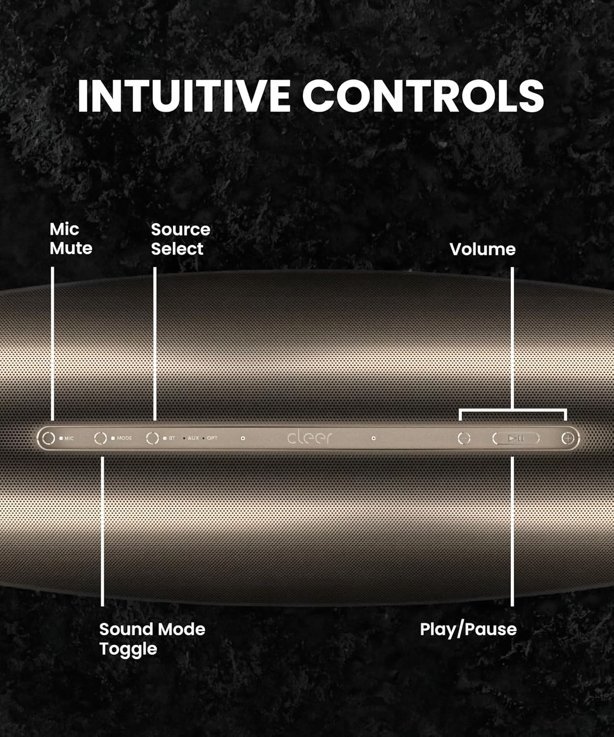 Cleer Crescent Smart Audio Bluetooth Speaker, 3 Hi-Res Audio Certified Sound Modes – 8 Linear 40mm Drivers with Dual 84mm Woofers Array 3D Room-Filling Sound, Wi-Fi/Bluetooth Streaming, Premium Design