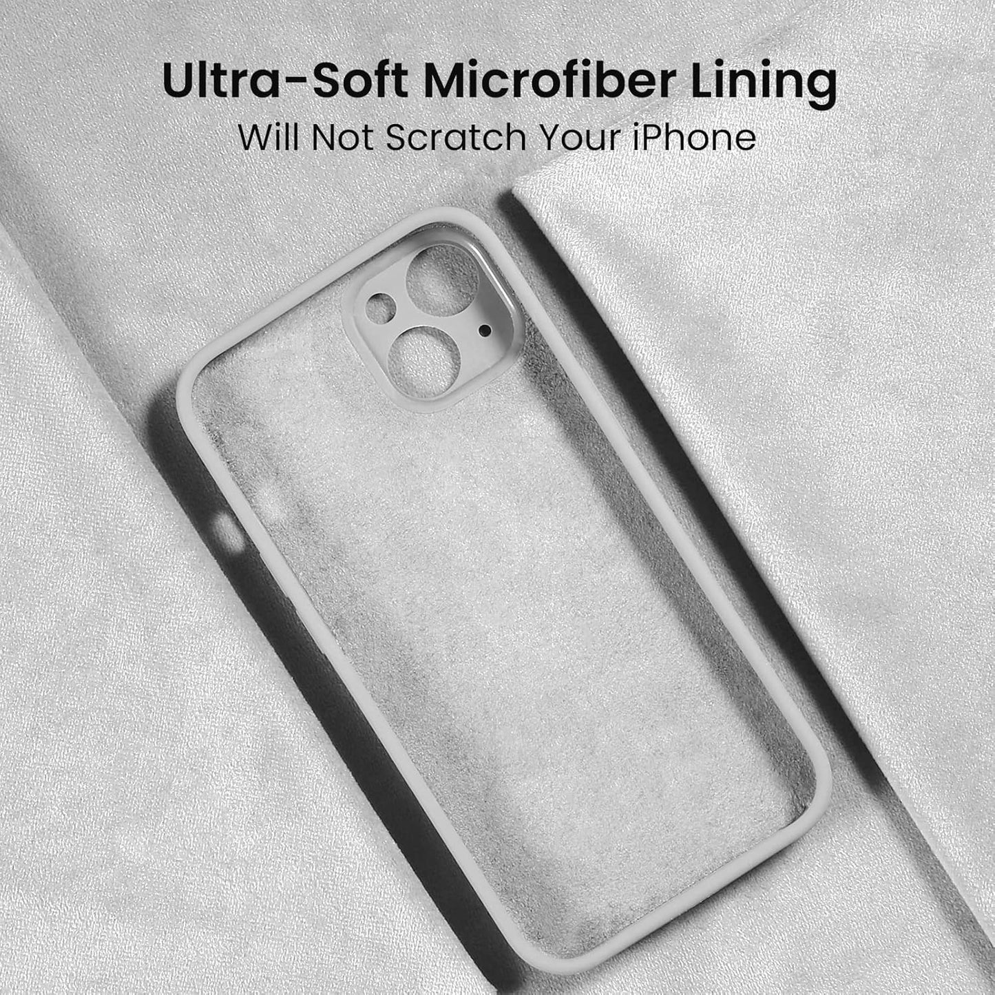 FireNova Designed for iPhone 14 Case, Silicone Upgraded [Camera Protection] Phone Case with [2 Screen Protectors], Soft Anti-Scratch Microfiber Lining Inside, 6.1 inch, White