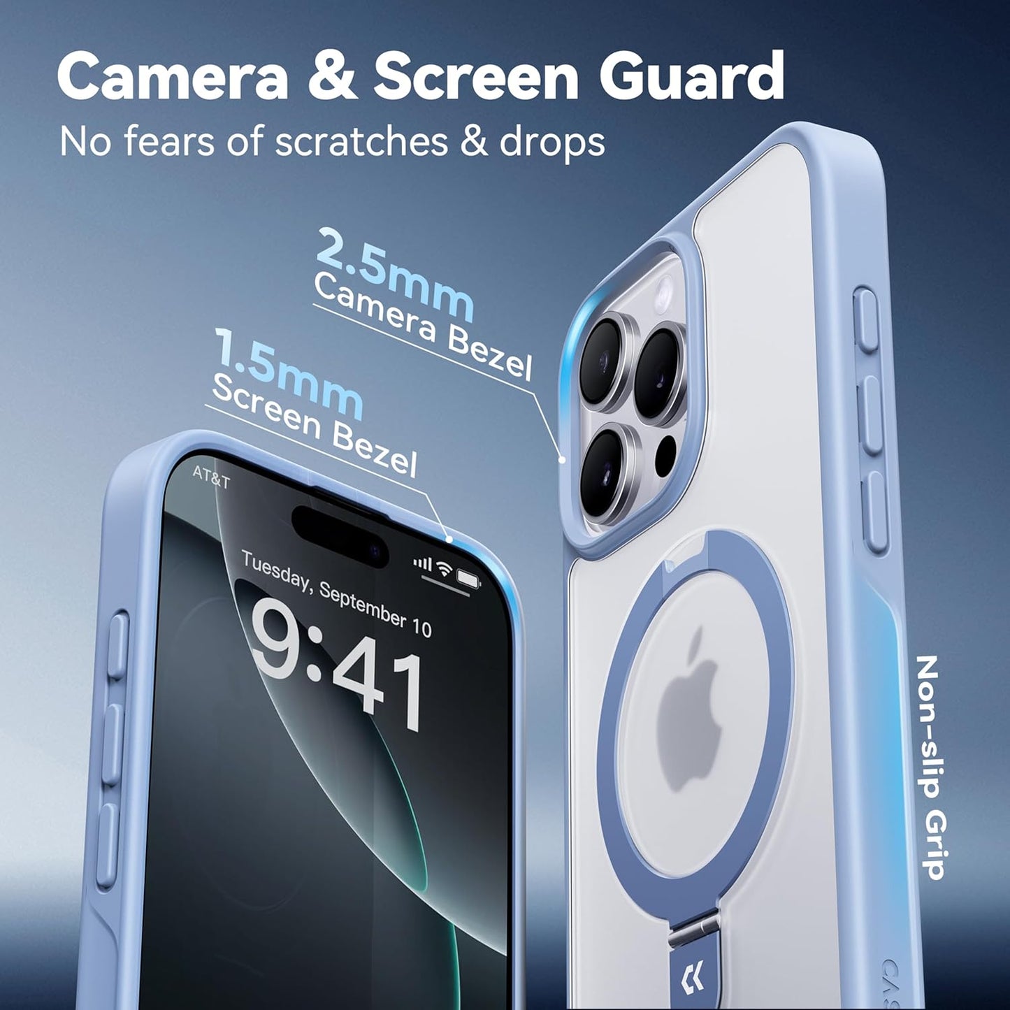 CASEKOO Designed for iPhone 16 Pro Max Case with Magnetic Invisible Stand [Military Drop Protection] [Compatible with MagSafe] Shockproof Slim Translucent Matte Promax Case 6.9 Inch, Light Blue