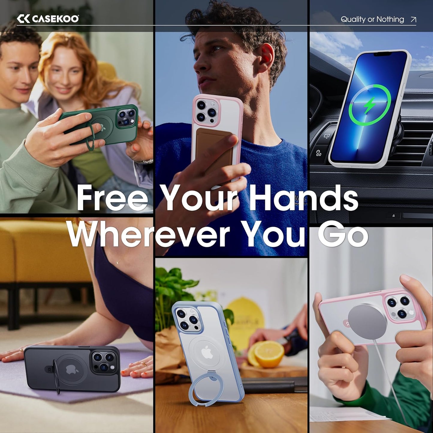 CASEKOO Designed for iPhone 16 Pro Case with Magnetic Invisible Stand [Military Drop Protection] [Compatible with MagSafe] Shockproof Translucent Matte Slim Phone Cover 6.1", Pink