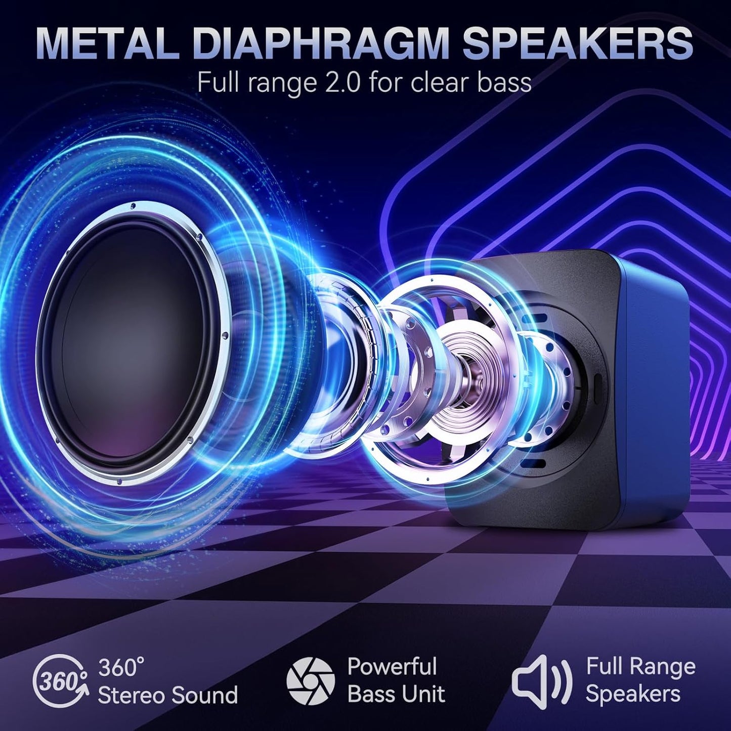 Computer Speakers,RGB PC Speakers, USB Powered 3.5mm Aux Speaker for Desktop, PC, Laptop, Tablet - Small Computer Speakers | Clear Sound & 7-Color Dynamic Lighting