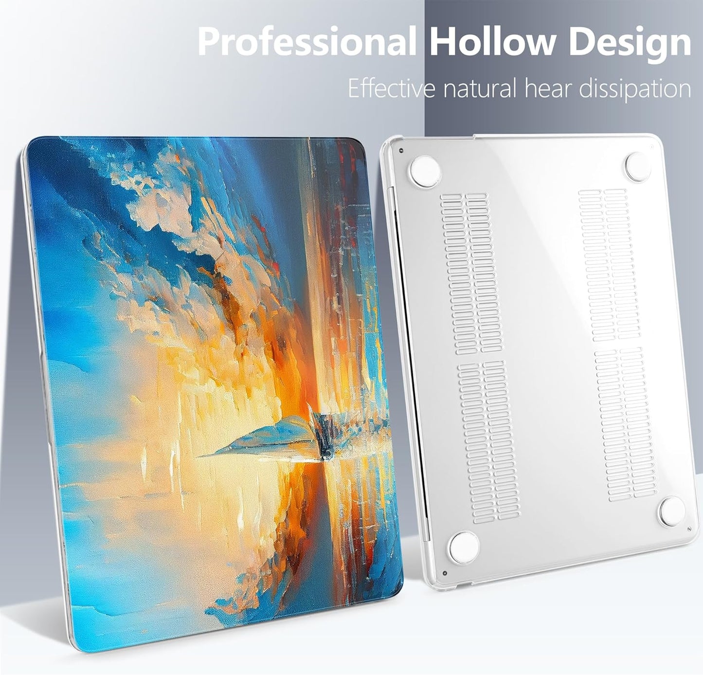 Batianda Premium Case for New MacBook Air 15 inch 2025 M4 2024 2023 with M3 M2 Chip Model A3114 A2941, Designed Protective Plastic Hardshell & Keyboard Cover & Screen Protector, Sail