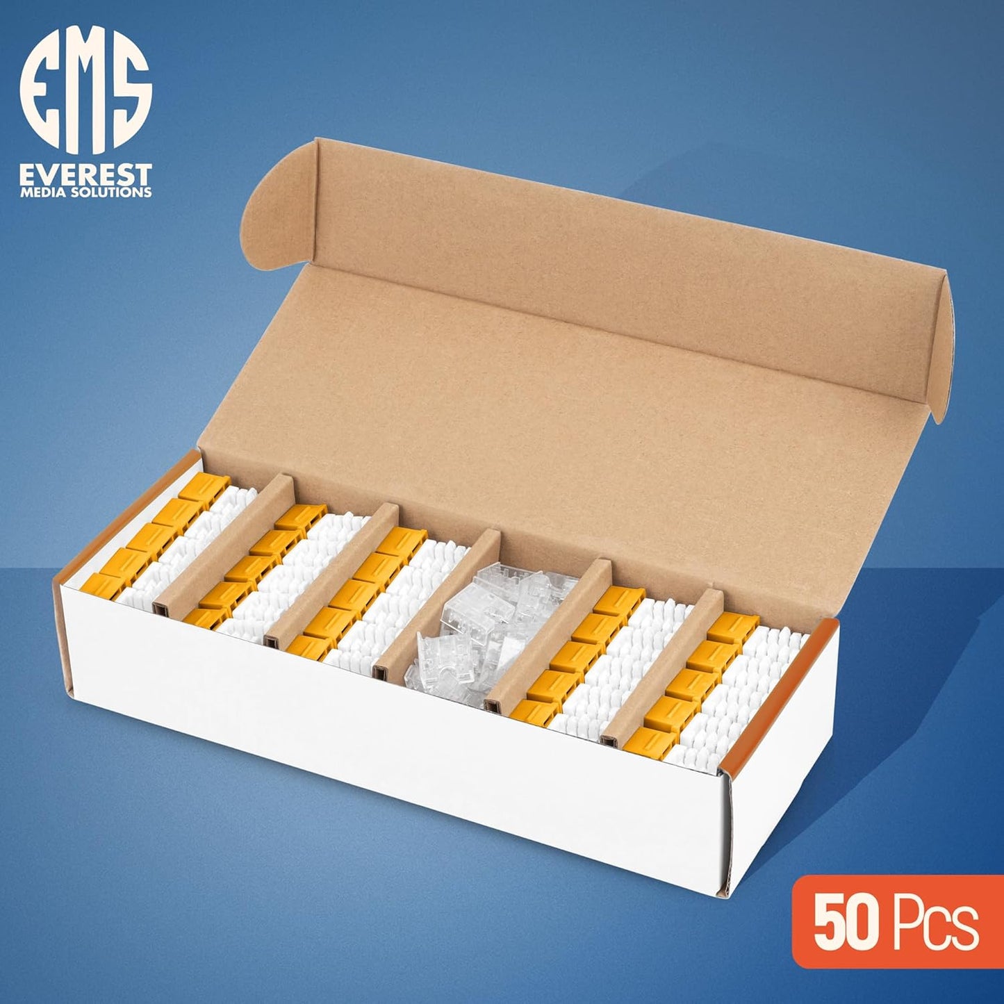 Everest 90° Angled RJ45 Cat6A Keystone Jacks 50-Pack in Yellow - Slim Profile Female RJ45 Connectors - Cat 6A Keystone Jack - Compatible with 90° Angled Speed Termination Tool - easyJACK (B094WB91H3)