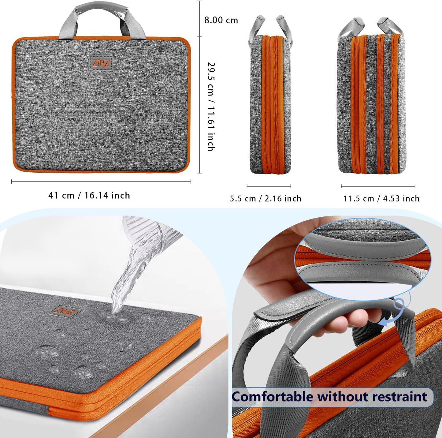 ZINZ Laptop Case Computer Sleeve Briefcase with Multi-pockets for 11.6 12.9 13 13.3 14 15 15.6 16 inch Notebooks