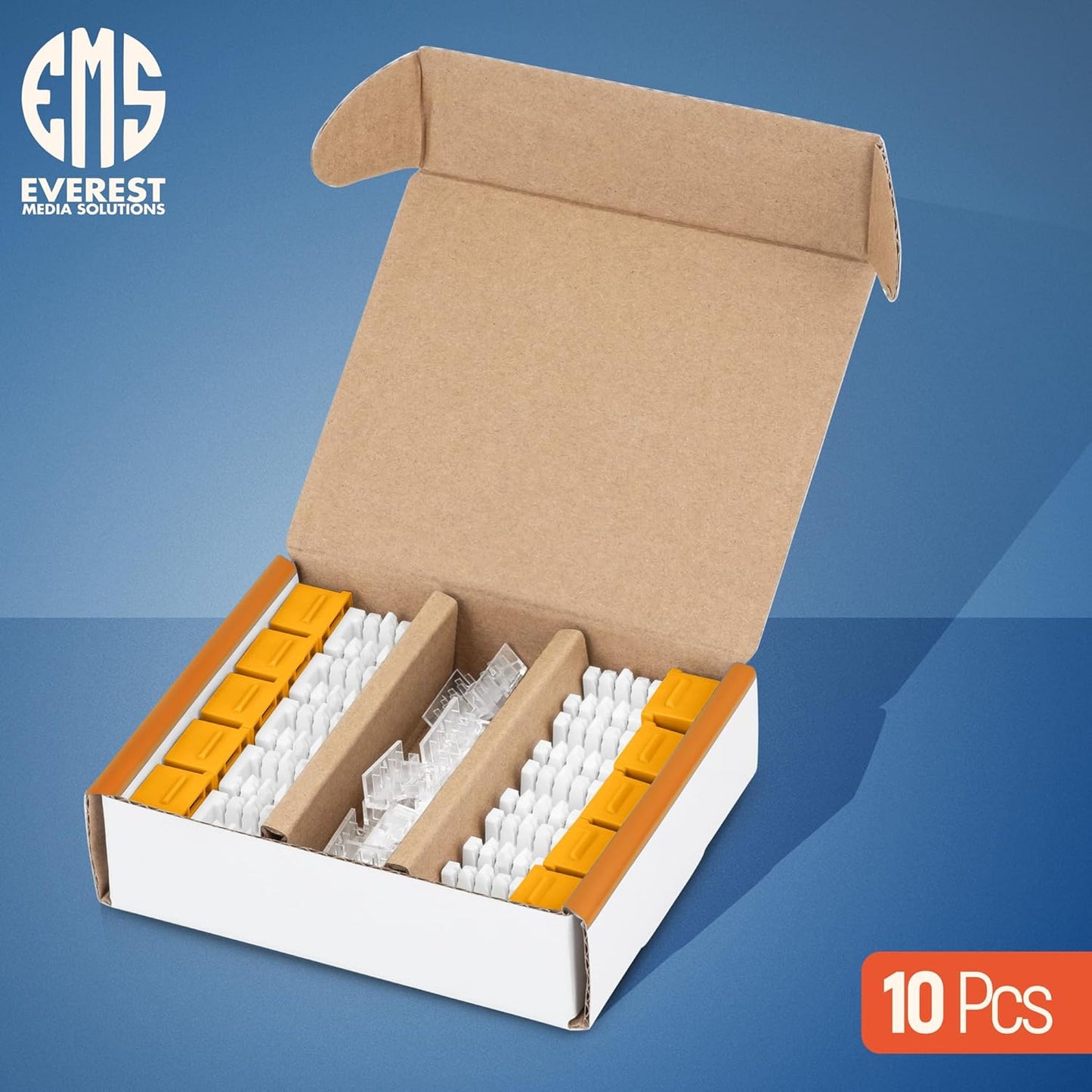 Everest 90° Angled RJ45 Cat6A Keystone Jacks 10-Pack in Yellow - Slim Profile Female RJ45 Connectors - Cat 6A Keystone Jack - Compatible with 90° Angled Speed Termination Tool - easyJACK (B094WB91H3)