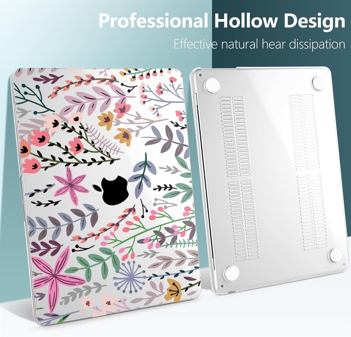 TWOLSKOO for M4 MacBook Air 13.6 inch Case 2025-2022 Release M4 A3240 M3 A3113 M2 A2681, Plastic Hard Shell & Screen Protector & Keyboard Cover & Trackpad Film, Tiny Flower