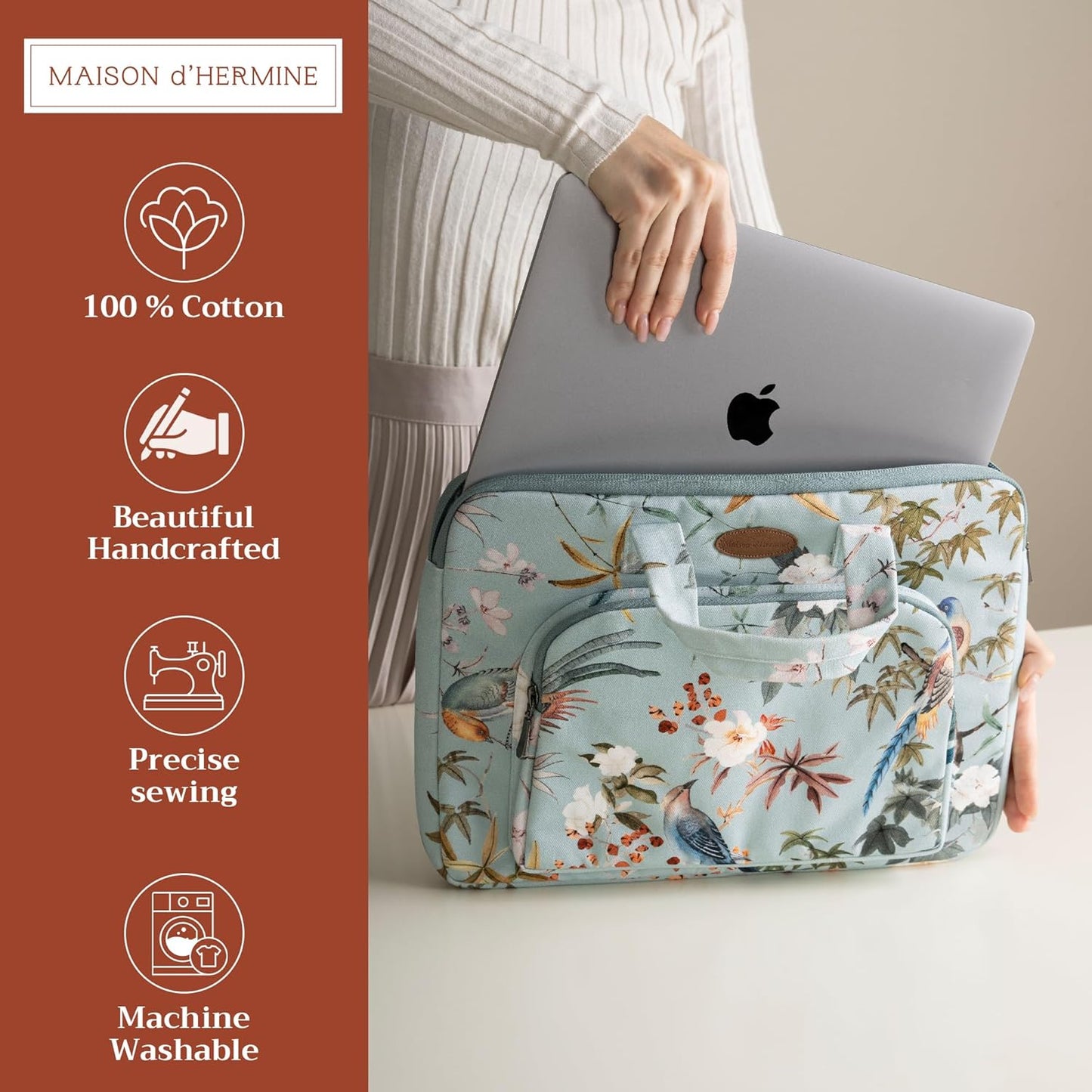 Maison d'Hermine Laptop bag with front pocket Stain and water repellent Cotton canvas