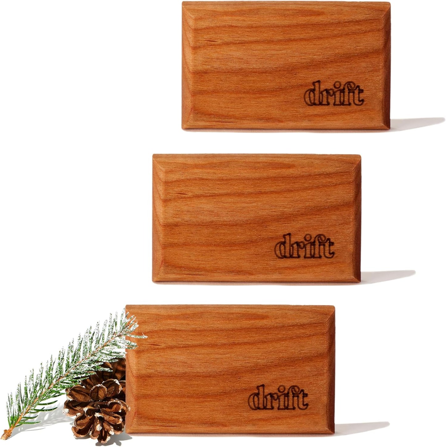 Drift Car Air Freshener - The Original Wood Air Freshener - Car Odor Eliminator - Long Lasting Scent - Metal Clip - Essential Oils - Clean Ingredients - Pine Scent 3 Pack Refill - NO CLIP INCLUDED