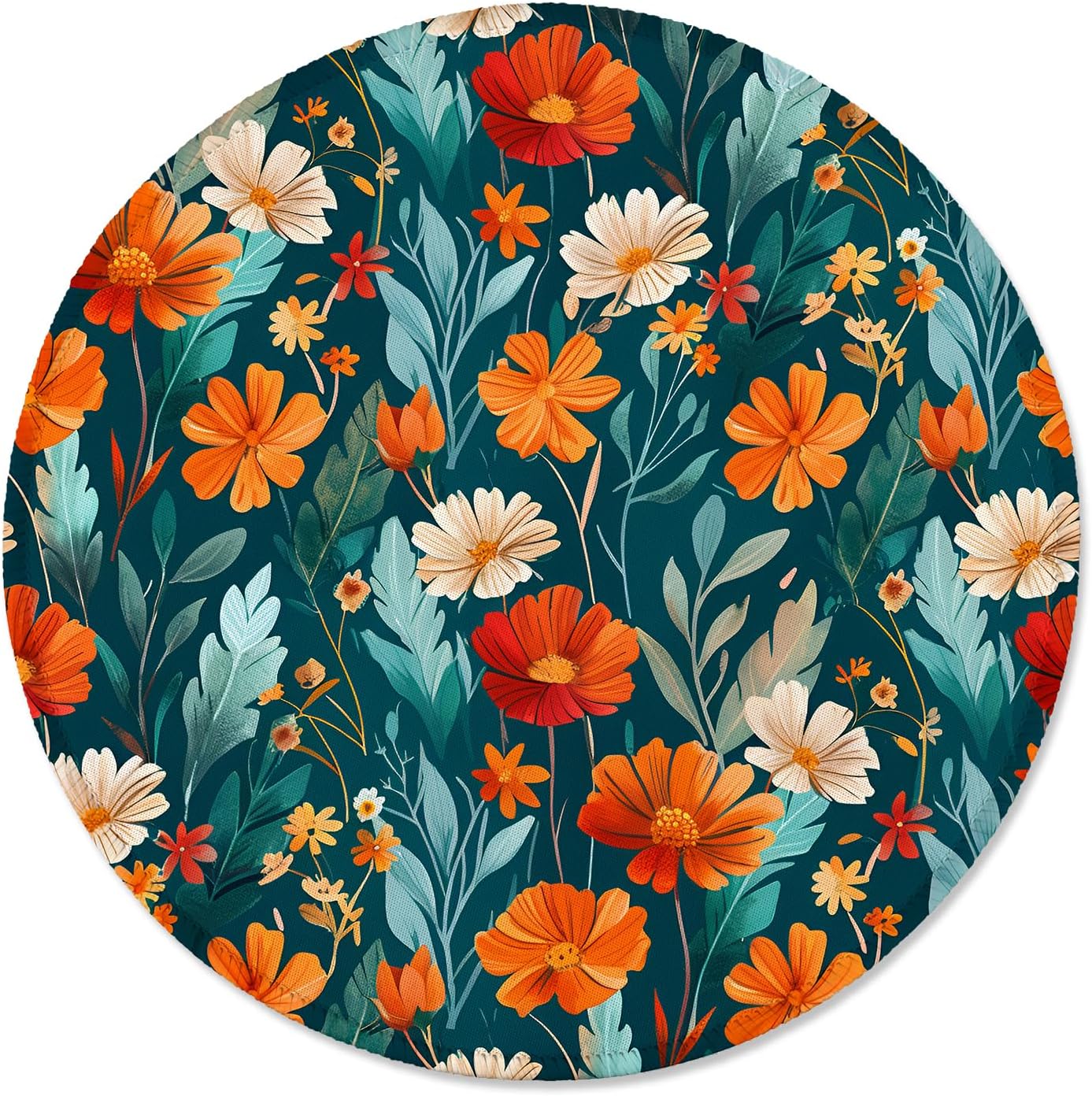 ITNRSIIET Round Mouse Pad with Stitched Edge Premium-Textured Waterproof Non-Slip Rubber Base Desktop Protection Mat Diameter 8.7 inches, Beautiful Flowers