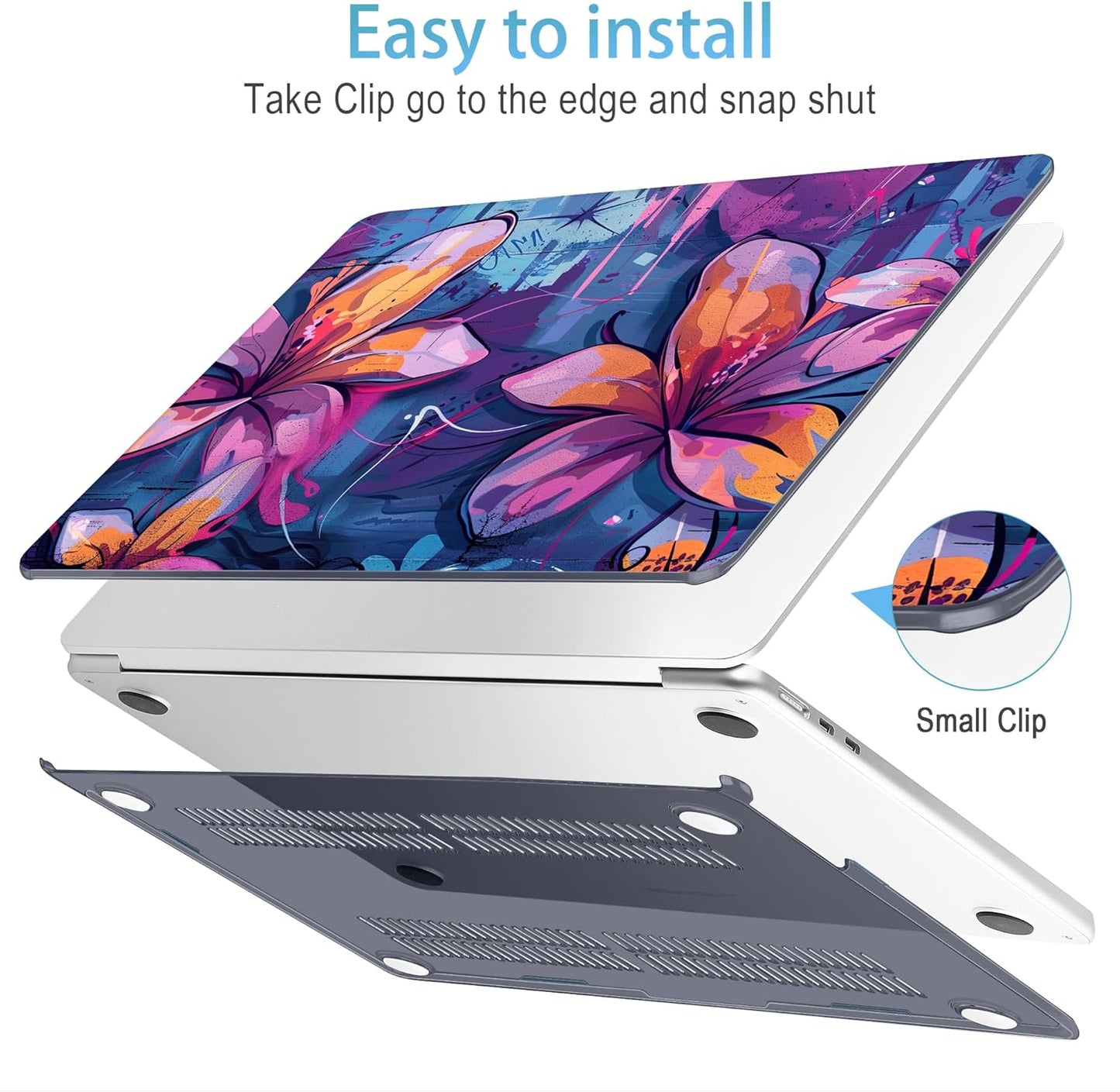 Mektron for 2025 M4 MacBook Air 13.6 Inch A3240 Case Fits 2023 A2681 M2 2024 A3113 M3 Chip with Liquid Retina Display Touch ID, Printed Plastic Hard Shell Cover for MacBook Air 13.6", Graffiti Flower