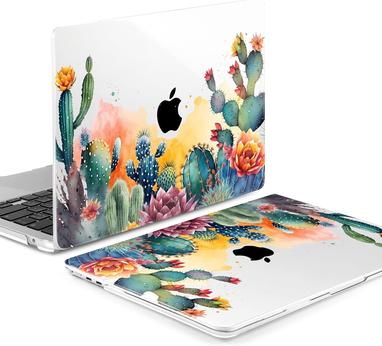 MEEgoodo for M4/M3/M2 MacBook Air 15.3 inch Case 2025 2024 2023, Case Fit Model (A3241/A3114/A2941) for MacBook Air 15 inch, Laptop Hard Shell with Keyboard Cover, Tropical Cactus
