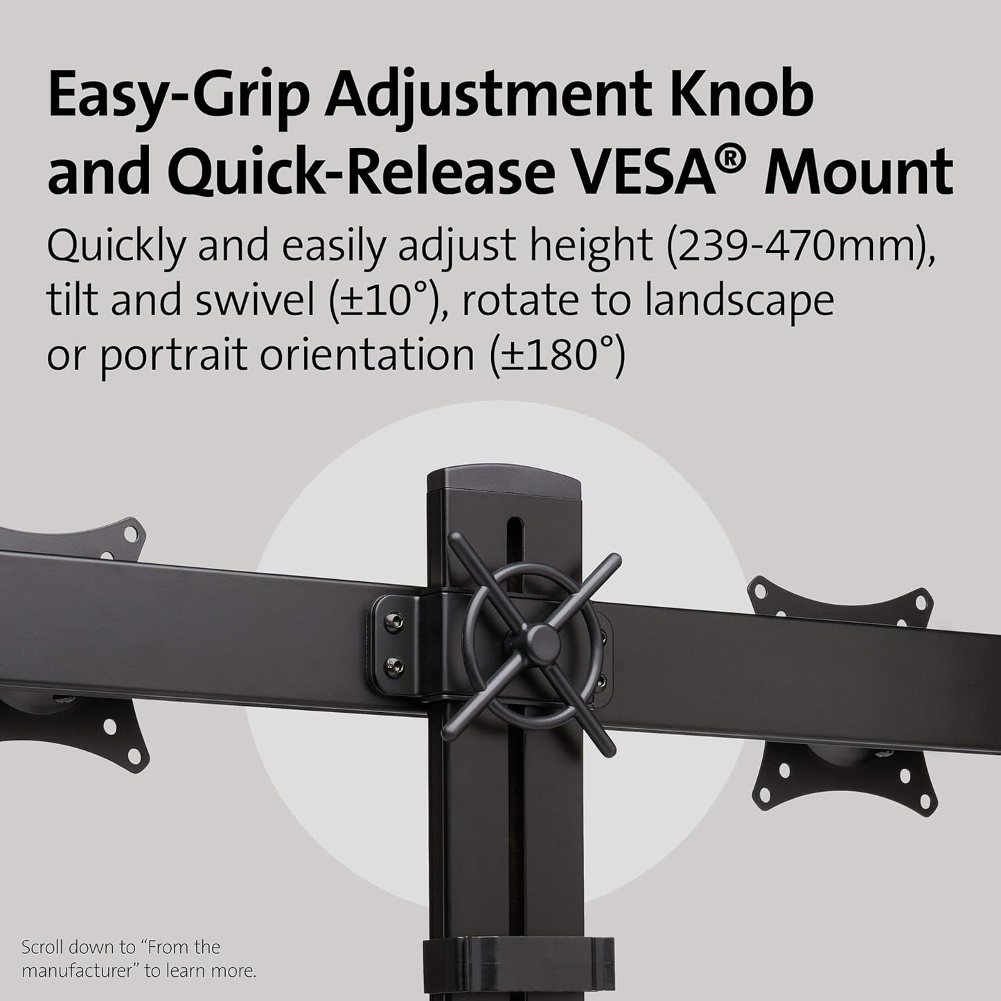 Kensington Dual Monitor Mount for Desk, C-clamp Vesa Monitor Stand Fits 2 Ultrawide Monitors Up to 27 Inches, Low Profile Stand, Height Adjustable Rotating Free Standing Arm, Black