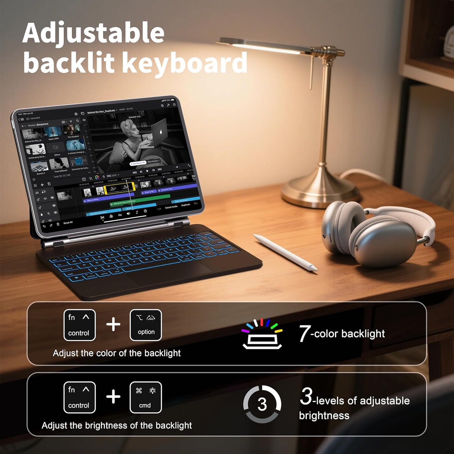 Keyboard Case for iPad 11th (A16, 2025) and iPad 10th Generation (10.9" 2022), Magic Keyboard for ipad 10th Generation with Multi-Touch Trackpad, Floating Cantilever Stand, Backlit Keys (Black)