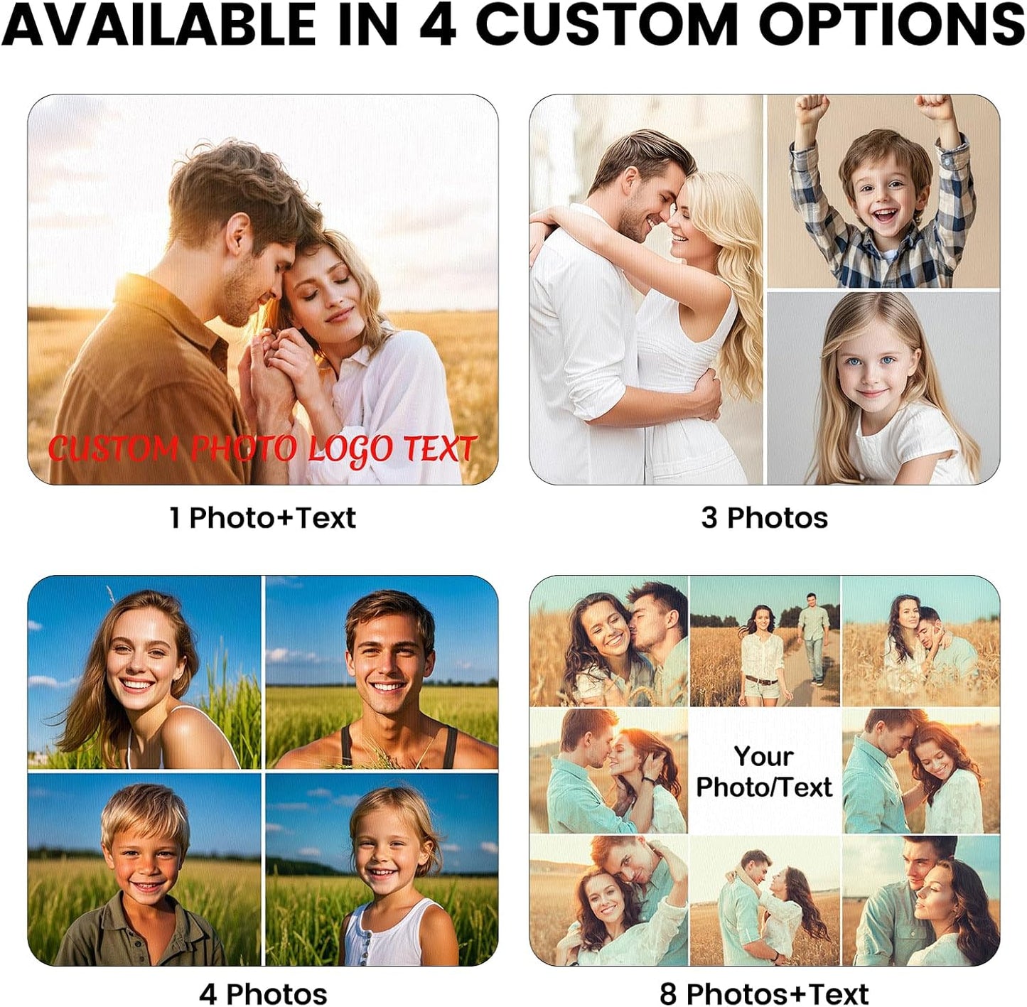 Custom Mouse Pad, Personalized Mouse Pad with Photo & Text, Neoprene Mouse Mat for Laptop Computer Office Desk, Mousepad Small with Anti-Slip Rubber Base