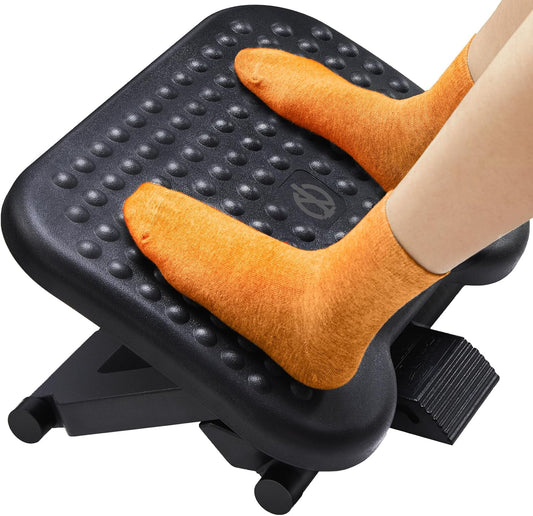 ErGear Under Desk Footrest, Adjustable Foot Rest with 3 Height Settings and 30-Degree Angle, Ergonomic Desk Foot Rest with Massage Texture, Foot and Leg Rest for Home & Office