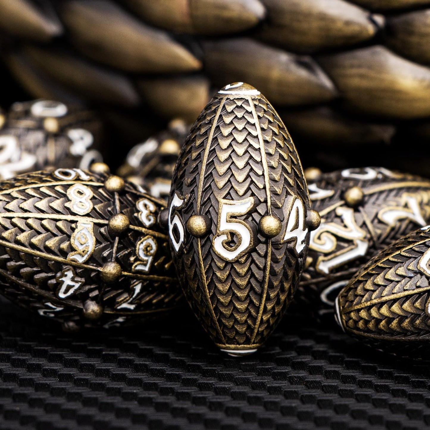 ARUOHHA DND Metal Dice Bronze Dragon Egg Dice with Rotating Dragon Egg Shell, Role Playing Game RPG Polyhedral D and D Dice Set D20 D12 D10 D8 D6 D4