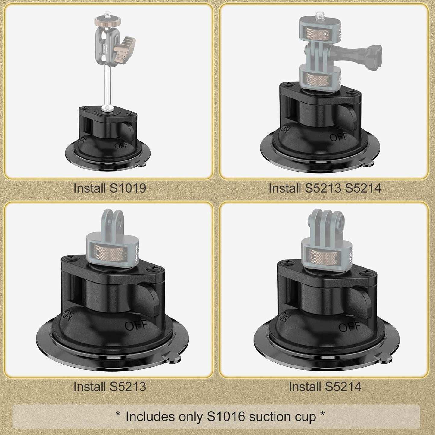 Suction Cup Mount, Windshield Suction Mount Bracket, Single Suction Base with 1/4" Female Threaded for Magic Arm Gopro Adapter