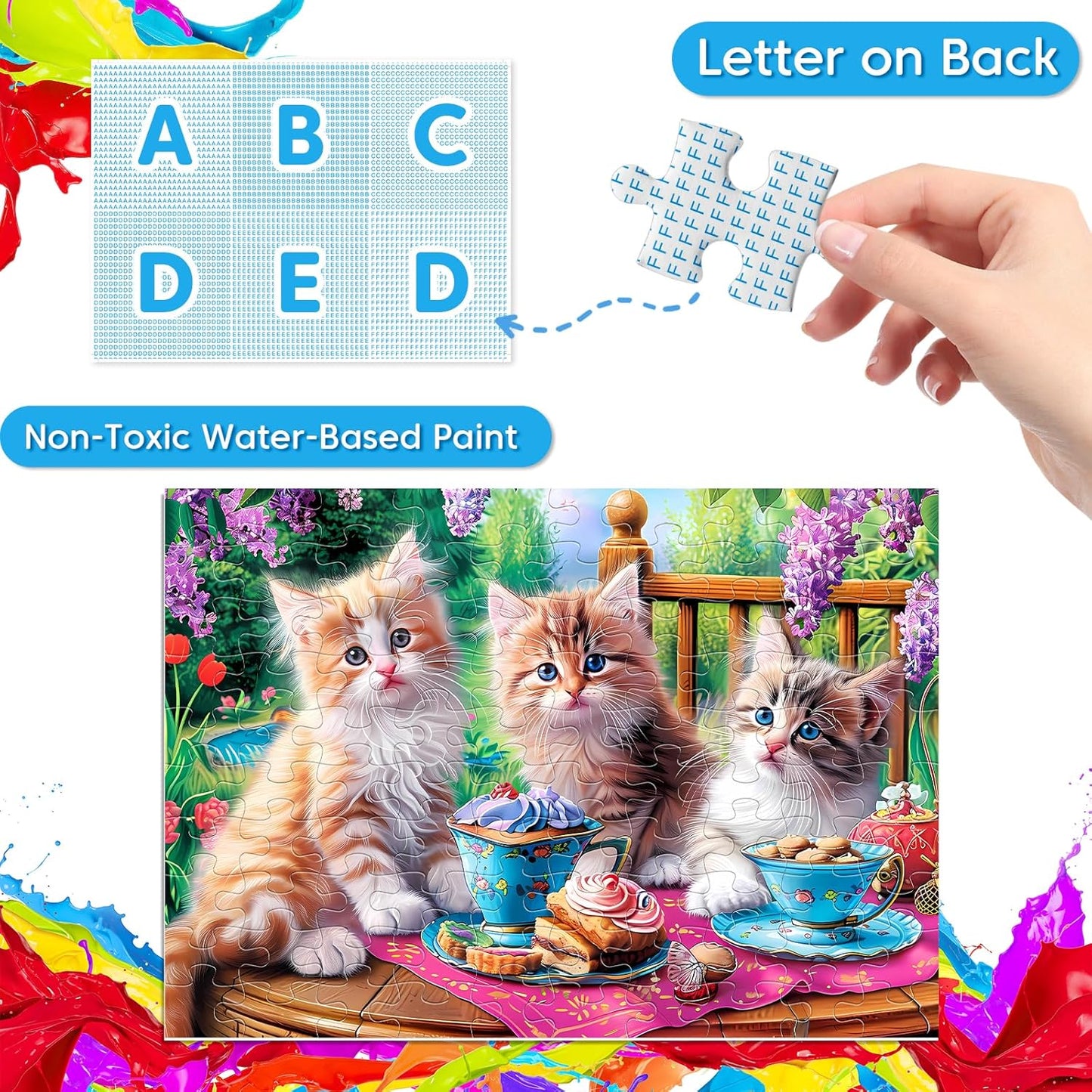 4 Packs 100 Piece Puzzles for Kids Ages 4-6 - Lovely Animals Large Piece Jigsaw Puzzles for Seniors Educational Toys Gifts Kids Puzzle for 4 5 6 7 8 9 Year Olds Boys Girls