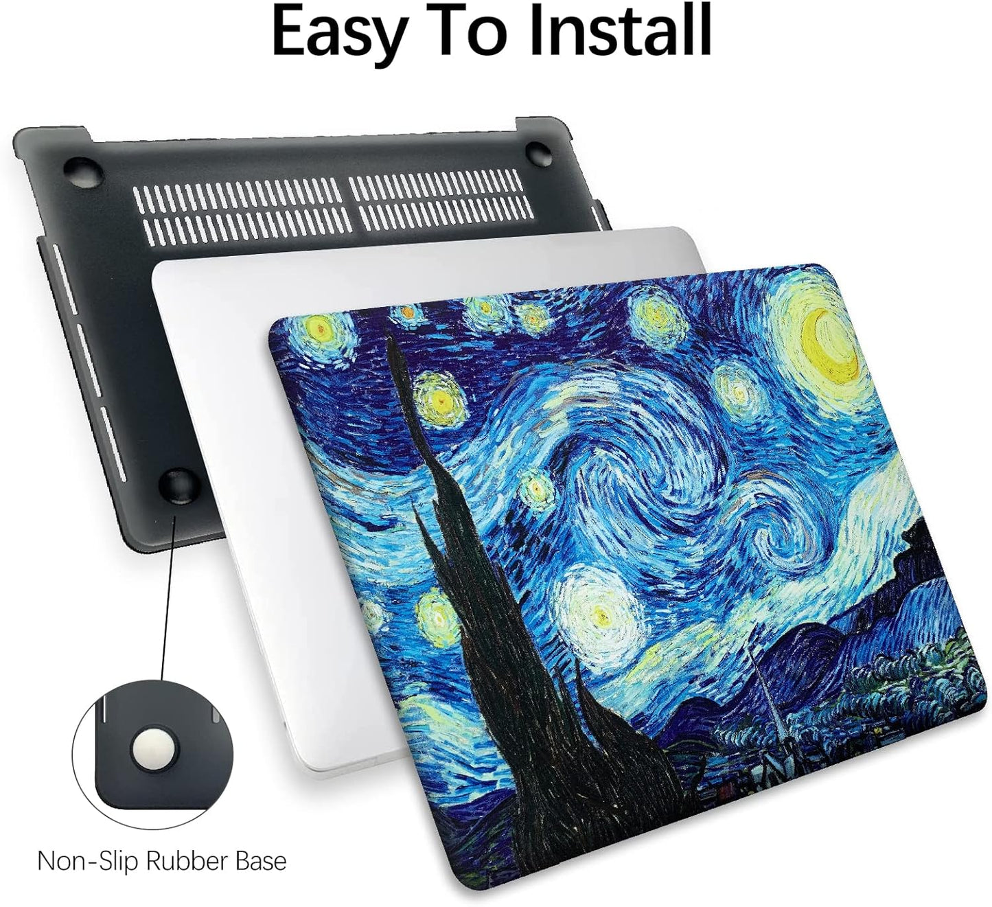Compatible with MacBook Pro 13 inch Art Case Skin, 2022, 2021, 2020-2016 Release A2289/A2251/A2338 M1 Cover Hard Shell with Keyboard Cover & Screen Protector (The Starry Night by Vincent Van Gogh)