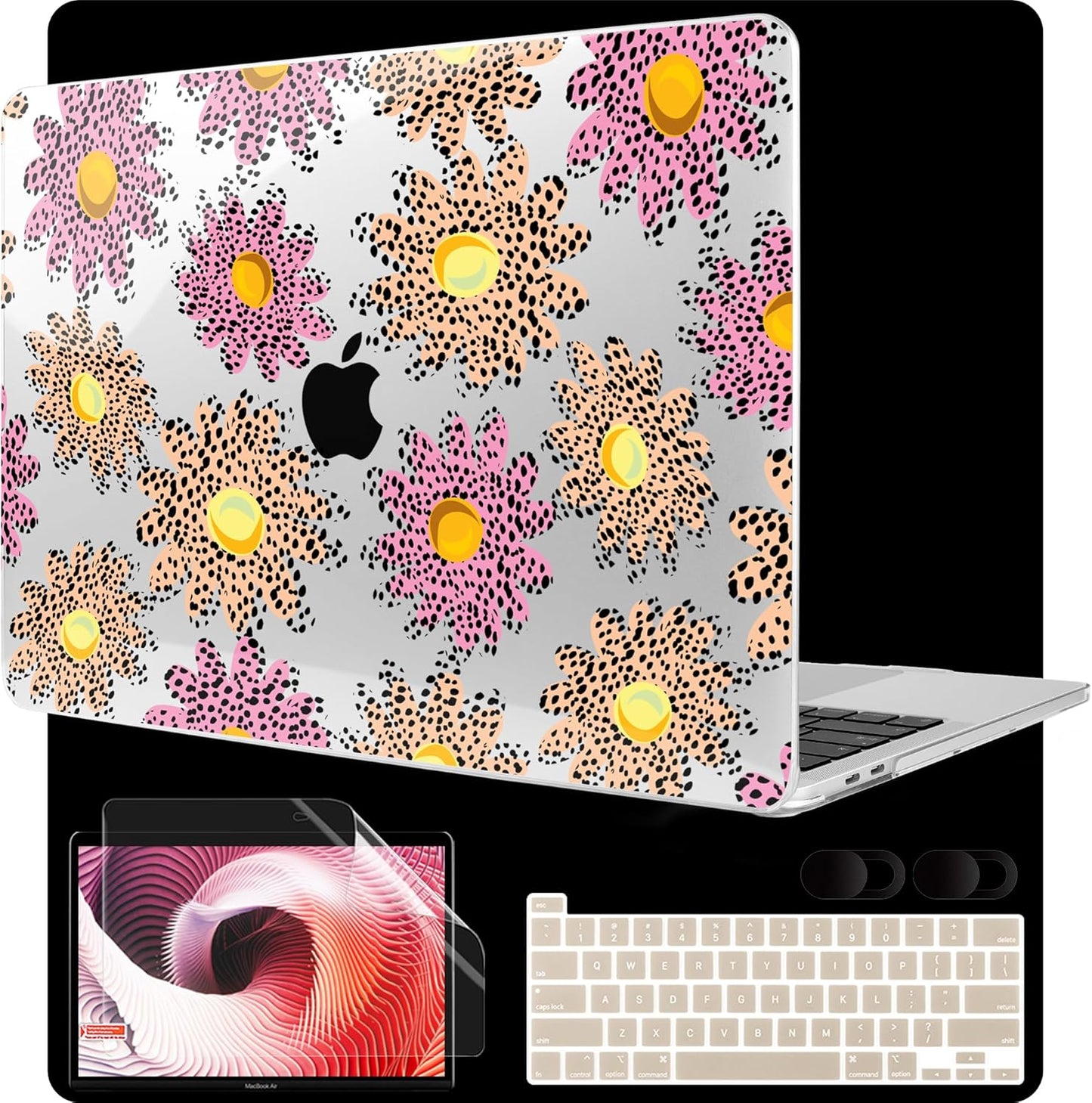 MEEgoodo Case for MacBook Pro 13 inch Case 2022 2021 2020 New A2338 M2/M1 A2251 A2289, Laptop Hard Shell with Keyboard & Camera Cover Compatible with 13 inch MacBook Pro, Abstract Polka Dot