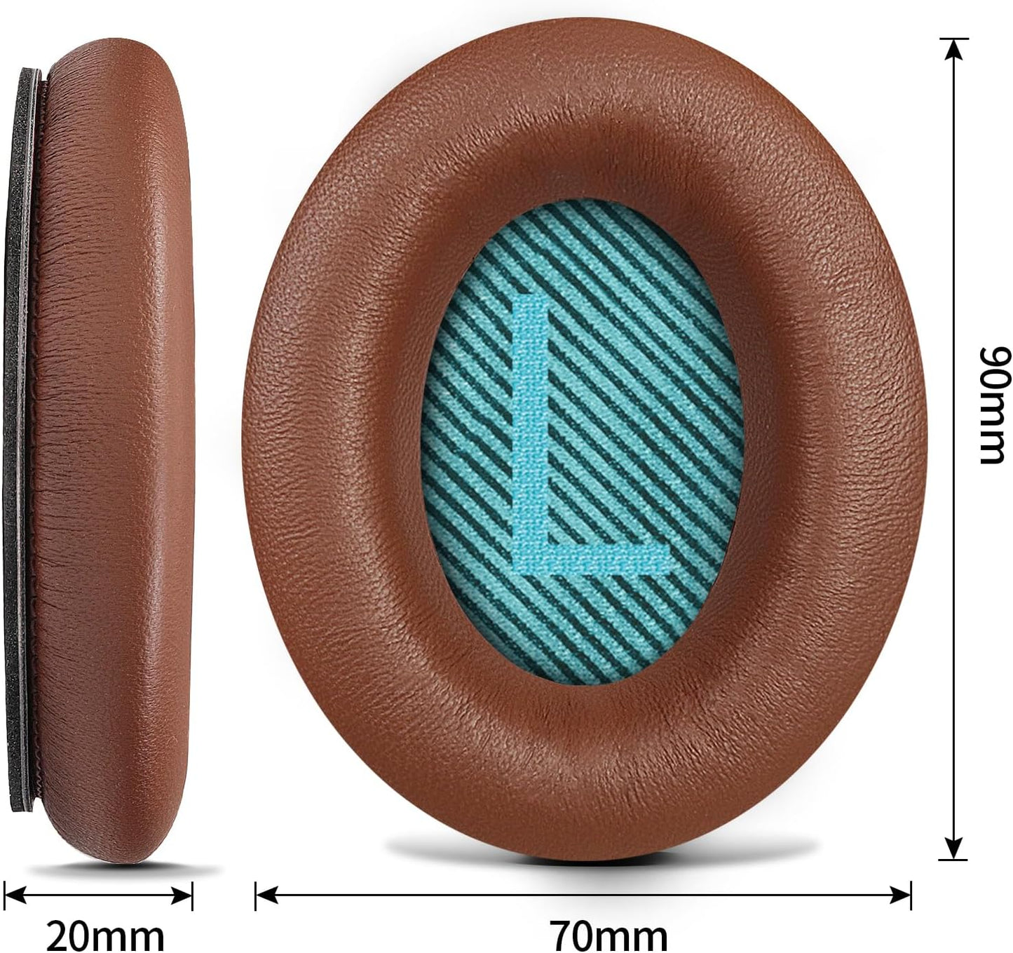 Headphones Replacement Ear Pads, Sheepskin Ear Cushions for Bose AE2/QuietComfort 15/QC25 Improved Durability, Ear Pads Cushions with High-Density Foam, Thickness and Sound Isolation - Brown