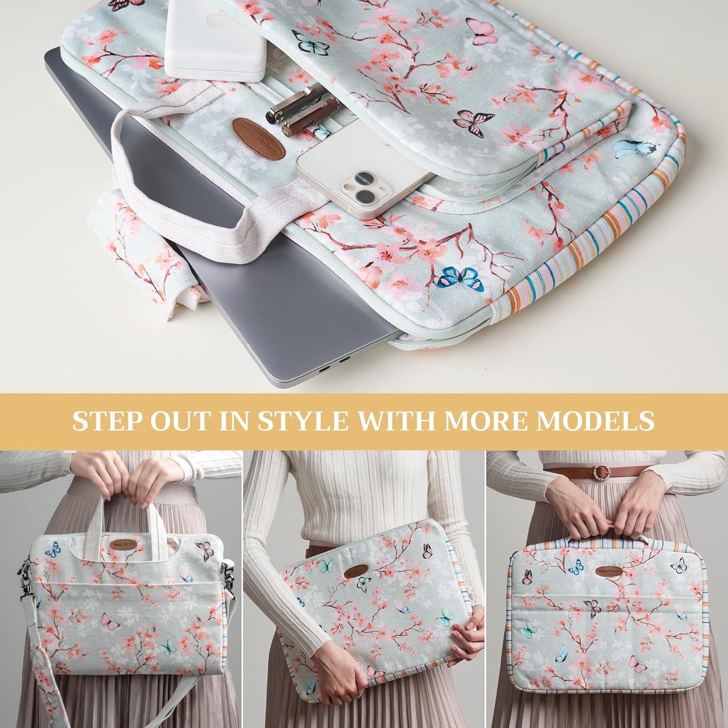 Maison d'Hermine Laptop bag with front pocket Stain and water repellent Cotton canvas