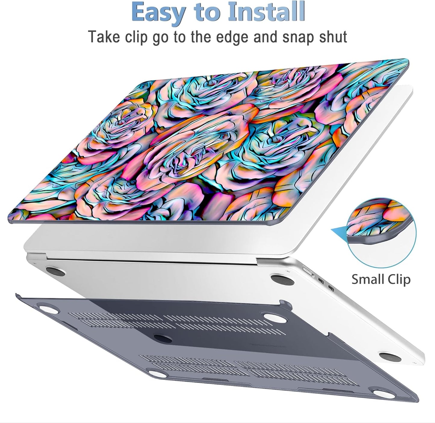 Mektron Compatible with M4 MacBook Air 15 inch Case 2025 A3241 2024 2023 M3 A3114 A2941 M2 Liquid Retina Display Touch ID, Plastic Hard Case & Keyboard Skin & Screen Protector - Roses Succulents