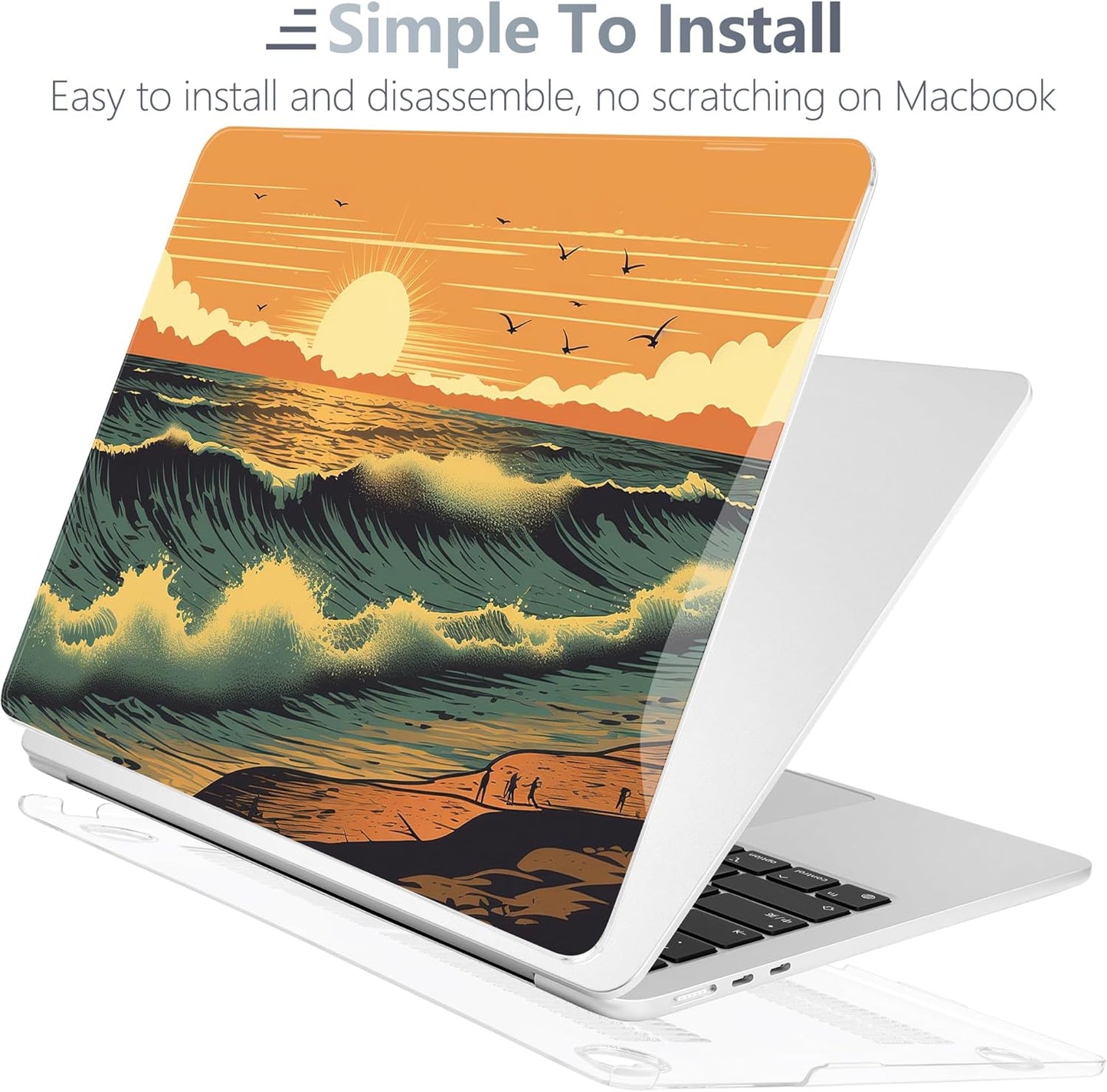 Batianda Premium Case for New MacBook Air 15 inch 2025 M4 2024 2023 with M3 M2 Chip Model A3114 A2941, Designed Protective Plastic Hardshell & Keyboard Cover & Screen Protector, Dusk