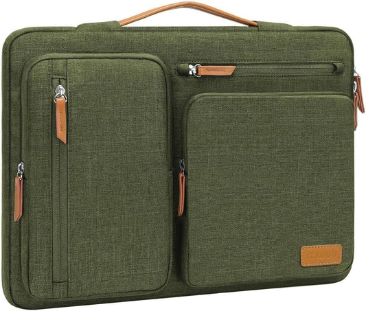 MOSISO 360 Protective Laptop Case 13 inch, 13 inch Laptop Sleeve Compatible with MacBook Air M4 M3 M2 M1 2025-2018/Pro M2 M1 2025-2016, Side Open Carrying Case with 4 Zipper Pockets&Handle,Olive Green