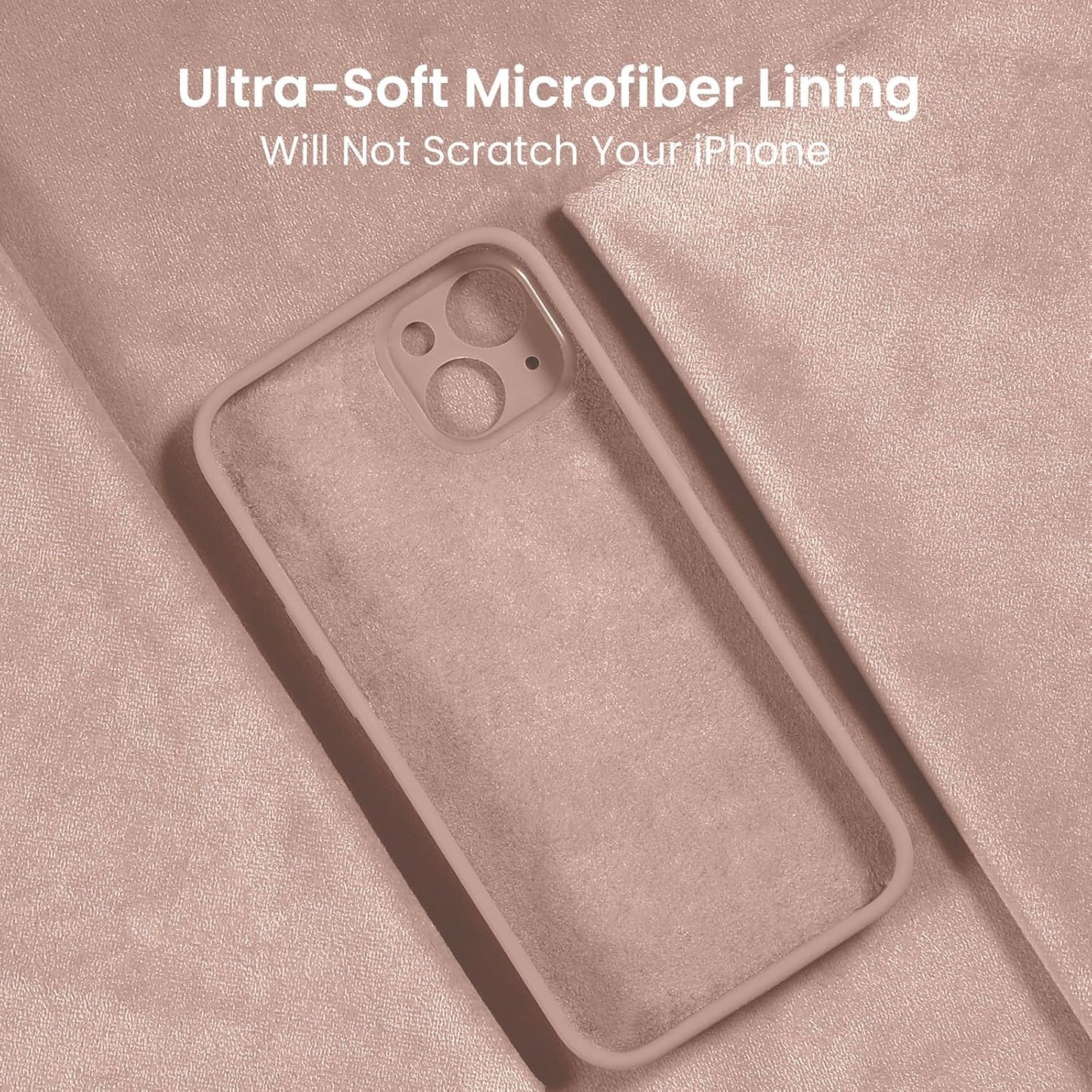 FireNova Designed for iPhone 15 Plus Case, Silicone [Camera Protection] Case with [2 Screen Protectors], Soft Anti-Scratch Microfiber Lining Inside, 6.7 inch, Pinksand