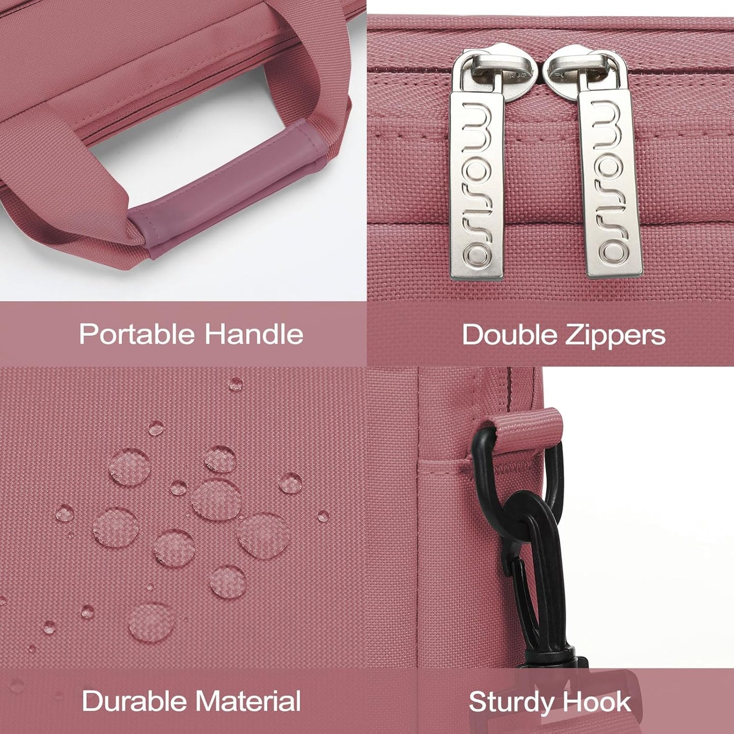 MOSISO Laptop Shoulder Bag, Computer Bag with 2 Raised&1 Flapover&1 Horizontal Pocket&Handle&Belt