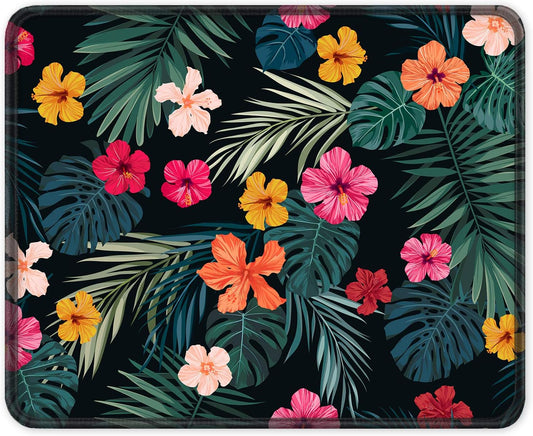 ITNRSIIET Mouse Pad with Stitched Edge Premium Textured Smooth Precise Operation Waterproof Washable Non-Slip Rubber Base Desktop Protection Mat, 10.2×8.3×0.12 inches, Beautiful Floral