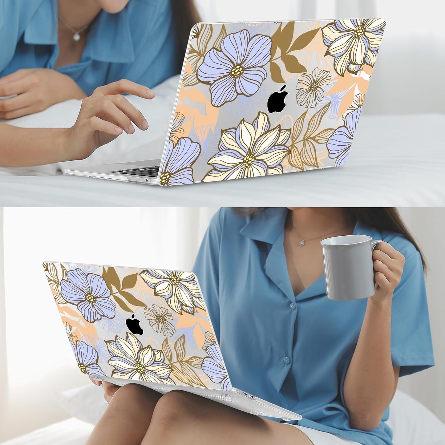 Mektron for MacBook Pro 13-inch Case 2022 2021 2020 Release A2338 M2 M1 A2289 A2251, Printed Plastic Hard Shell Cover for New MacBook Pro 13.3-inch Touch Bar Fits Touch ID，Abstract Floral