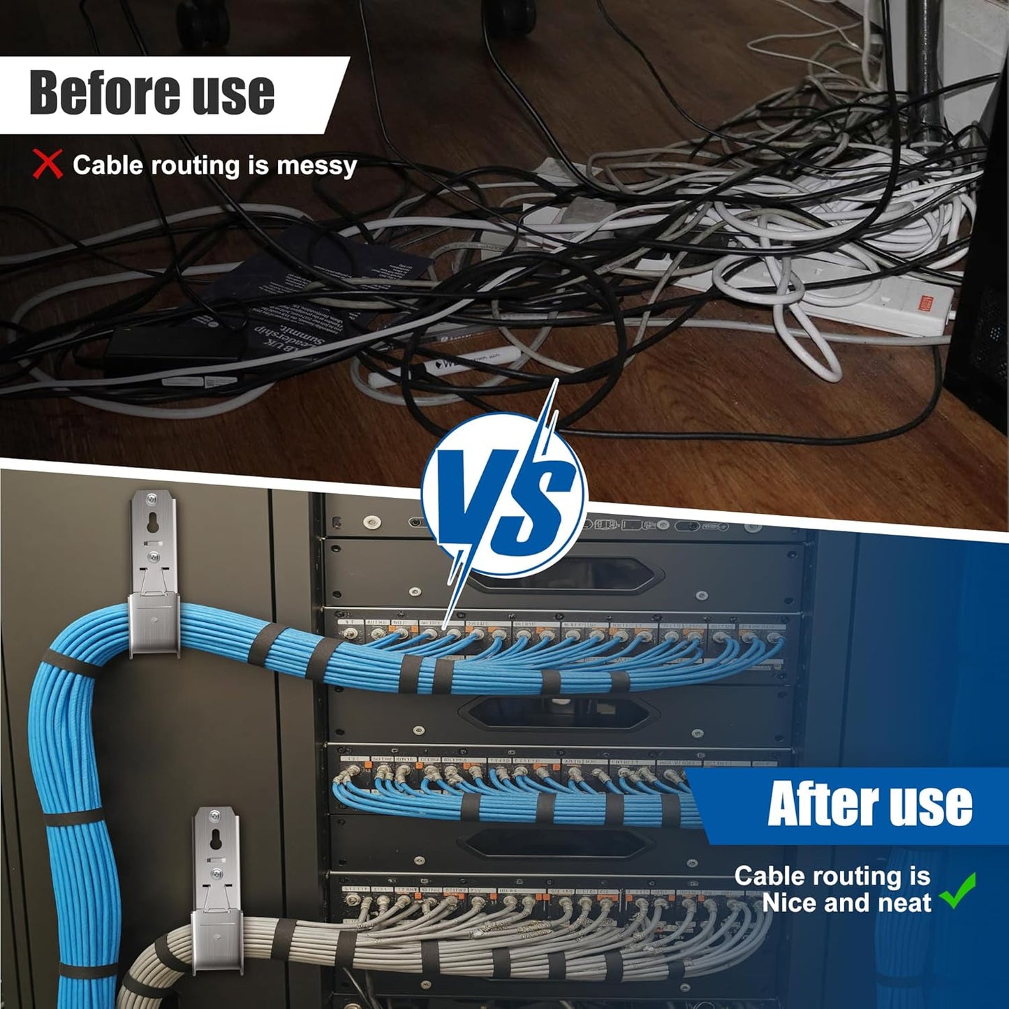 40 Pack J Cable Hook with Retainer Clip, 2-Inch Heavy Duty Wall Mount J-Hooks,J-Hook for Hanging Cable & Wire,Cable Hooks for Structured Cabling and Cable Management