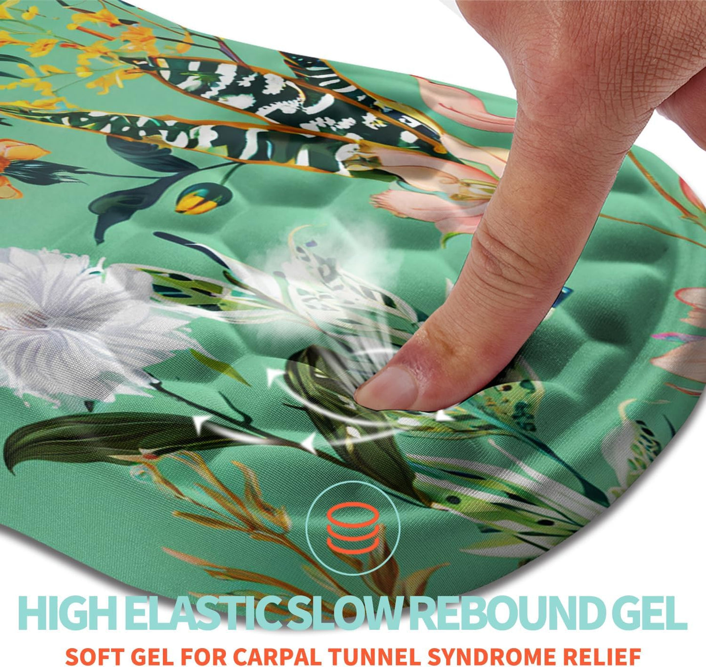 Ergonomic Mouse Pad Wrist Support with Memory Foam Massage Bulge, Carpal Tunnel Pain Relief Mousepad Wrist Rest for Mouse(12x8 inch, Pink Flowers)