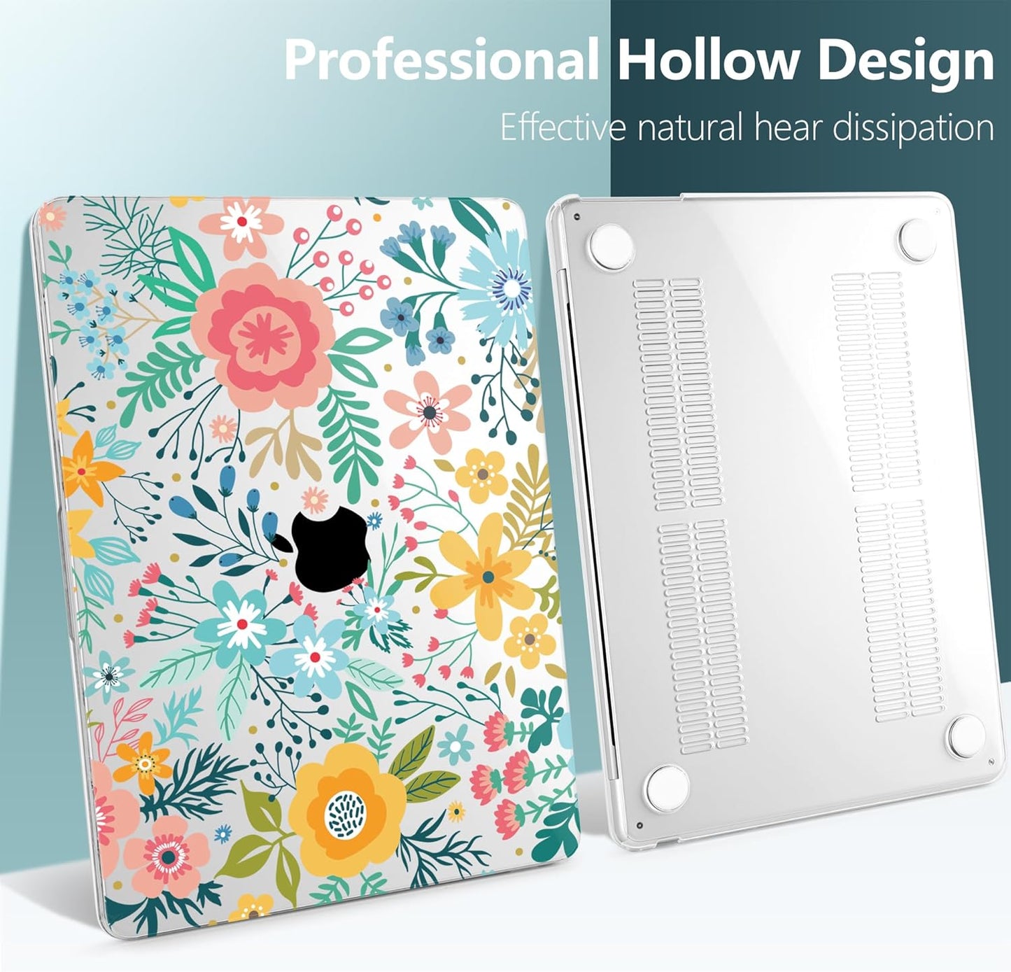 TWOLSKOO for M4 MacBook Air 13.6 inch Case 2025-2022 Release M4 A3240 M3 A3113 M2 A2681, Plastic Hard Shell & Screen Protector & Keyboard Cover & Trackpad Film, Abstract Flower