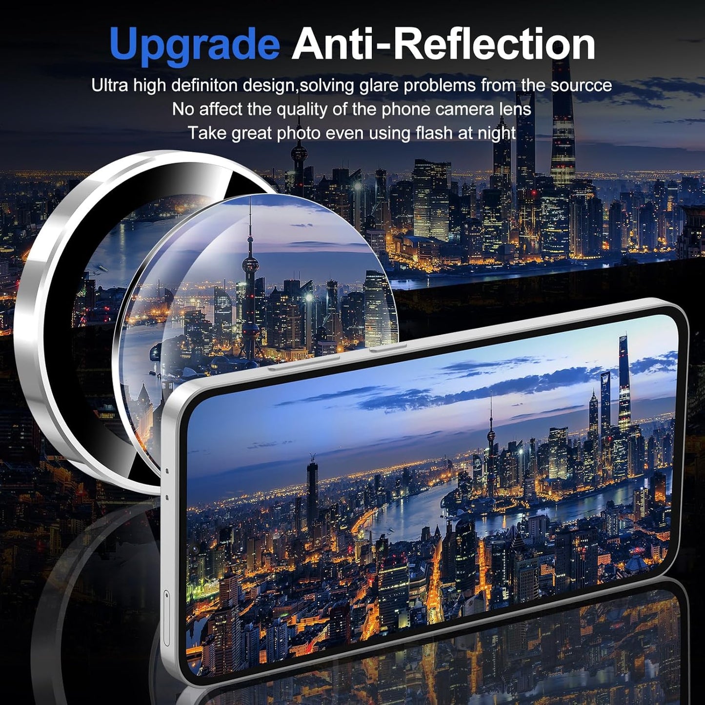 for Samsung Galaxy S24 FE Camera Lens Protector, Individual Metal Ring Tempered Glass Lens Cover, [Strong Adsorption] Scratch Resistant Ultra-Thin HD Clear Lens Cover, 1 Set-Slivery Ring