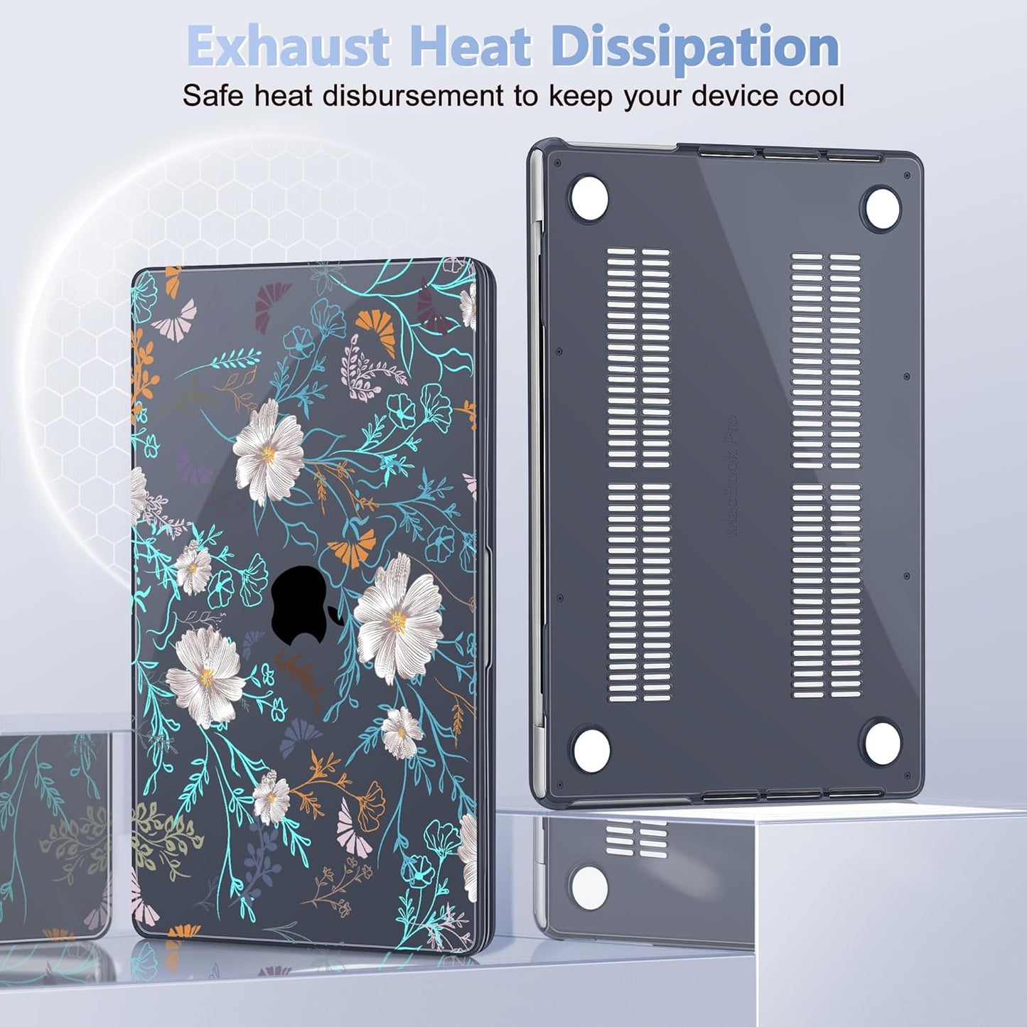 for MacBook Pro 16 inch Case 2021 2022 2023 2024 Release A3186 A3403 M4 A2991 M3 A2780 M2 A2485 M1 Pro/Max, Hard Shell Case with Screen Protector & Keyboard Cover, Rustic Flowers