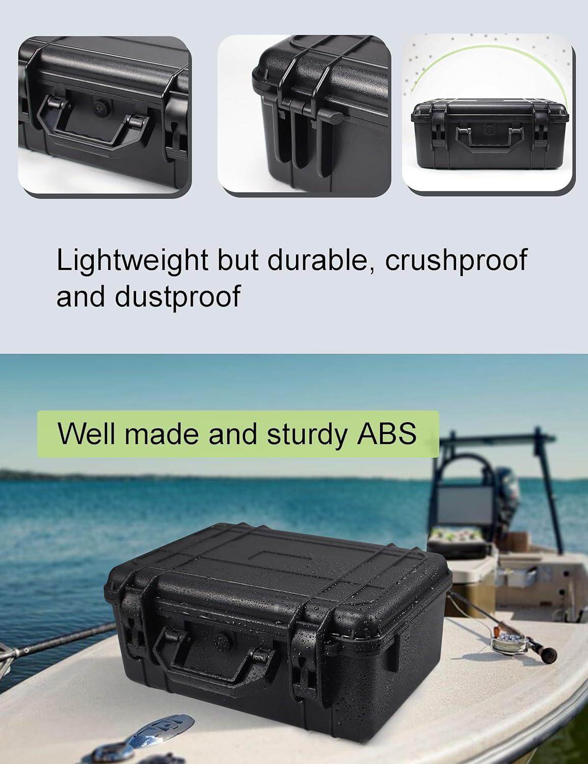 Camera Hard Case with Foam Protective Case Hard Shell Cases for Electronics Camera Large Travel Equipment Cases Waterproof Storage Box, 15" L x 10" W x 6" H
