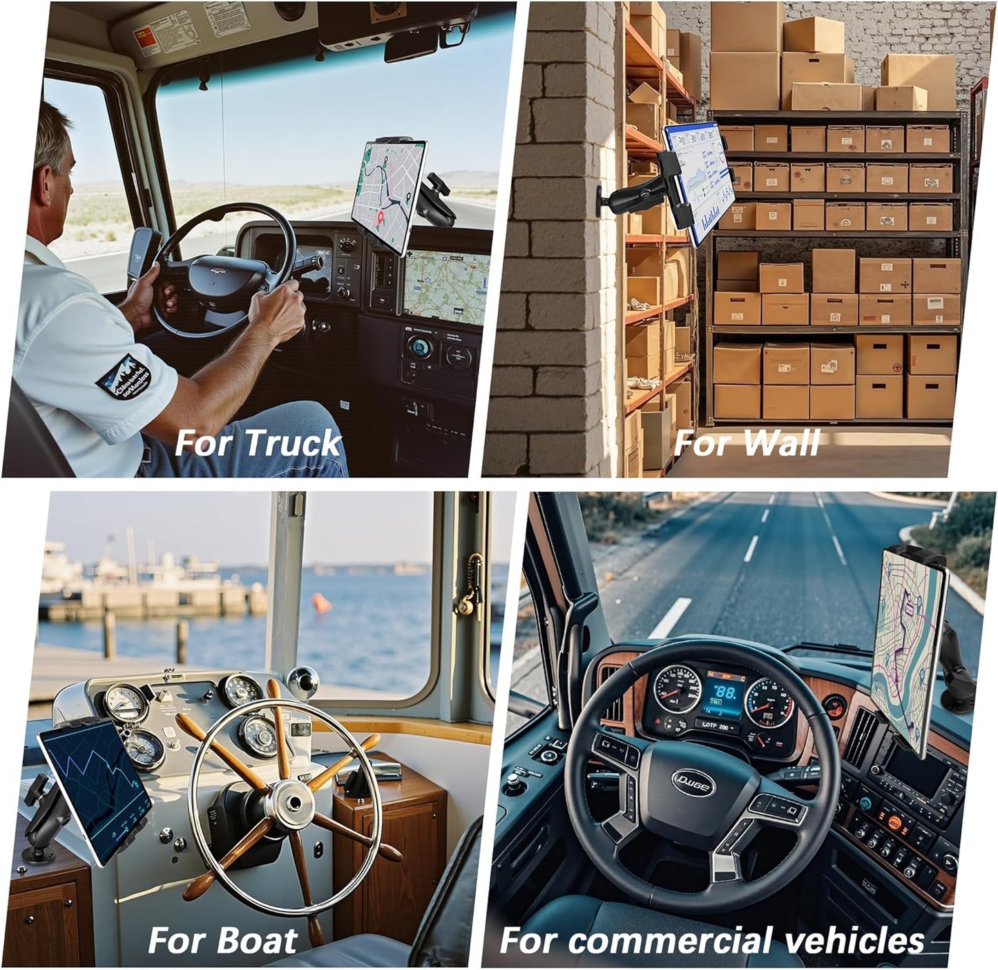 Aluminum Heavy Duty Tablet Mount for Truck, Drill Base Tablet Holder for Car, Compatible with 7.5''-10.2'' Tablets/iPad, iPad Car Mount for Truck, Boat, Dashboard