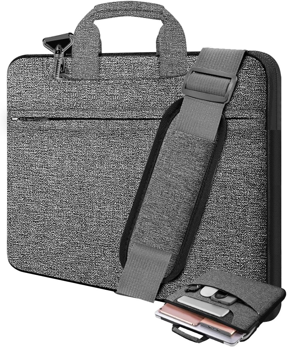 Universal Laptop Shoulder Bag 13-17.3 Inch Shockproof Briefcase with Multi-Pockets & Adjustable Strap for MacBook Pro/Air