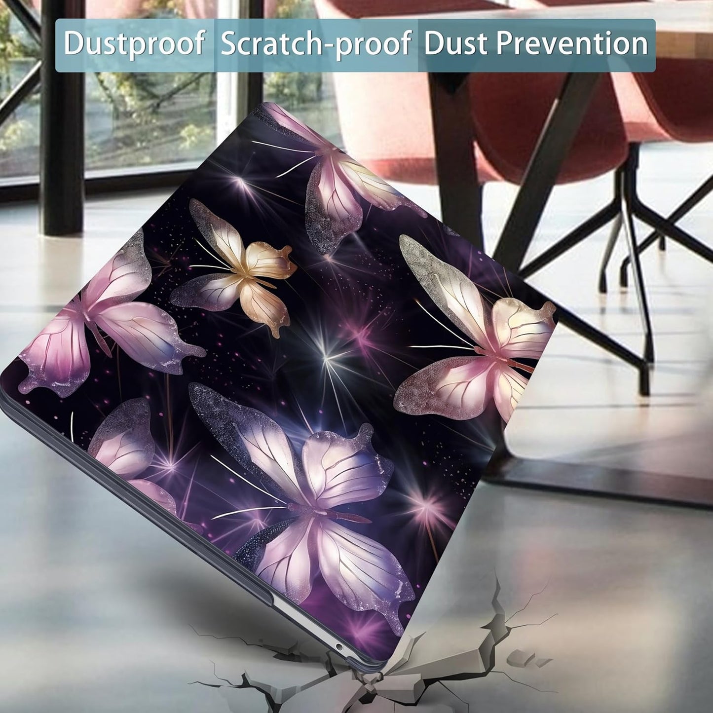 Mektron for MacBook Pro 13-inch Case 2022 2021 2020 Release A2338 M2 M1 A2289 A2251, Printed Plastic Hard Shell Cover for New MacBook Pro 13.3-inch Touch Bar Fits Touch ID, Glittering Butterfly