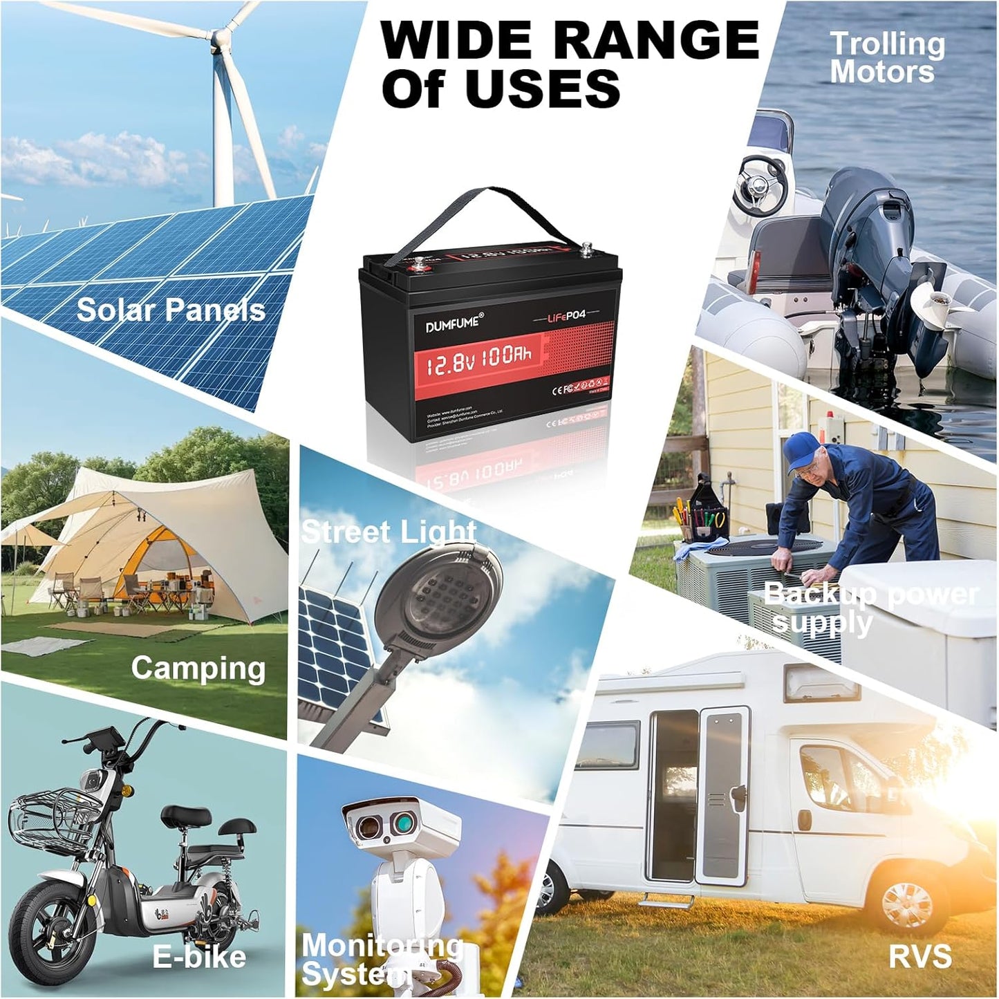 2 pack 12V 100Ah LiFePO4 Lithium Battery Built-in 100A BMS, 6000+ Cycles, 1280Wh, High Energy Density, Ideal for RVs, Boats, and Off-Grid Applications