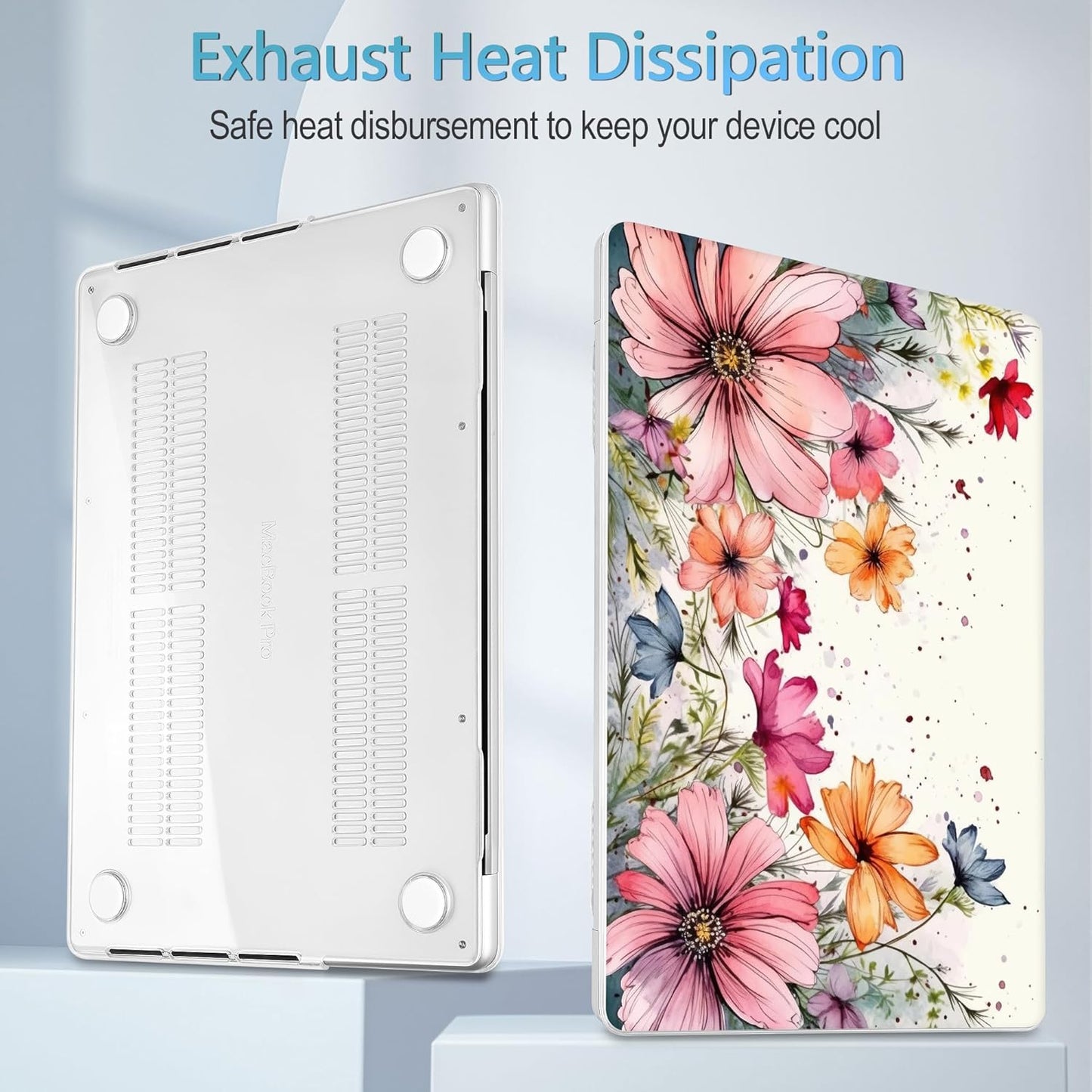 Mektron Case for MacBook Pro 16" M4 A3403 A3186 M3 A2991 M2 A2780 M1 A2485 (2021/2023/2024) Pro/Max with Touch ID, Hard Shell Plastic Laptop Cover Keyboard Cover Screen Protector, Colorful Floral