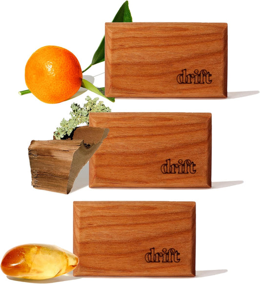 Drift Car Air Freshener - The Original Wood Air Freshener - Car Odor Eliminator - Long Lasting Scent - Metal Clip - Essential Oils - Clean Ingredients - Variety 3 Pack Refill - NO CLIP INCLUDED